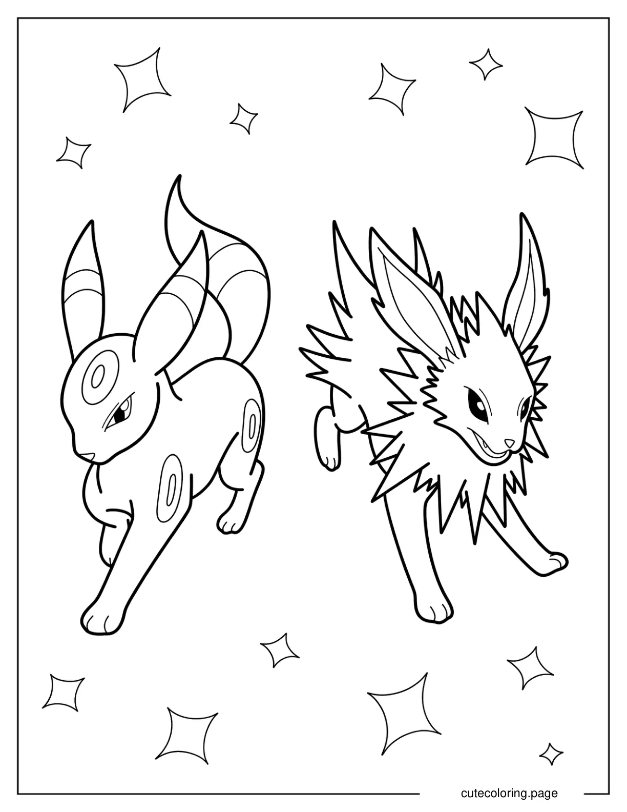 Jolteon Alongside Umbreon Coloring Page coloring page