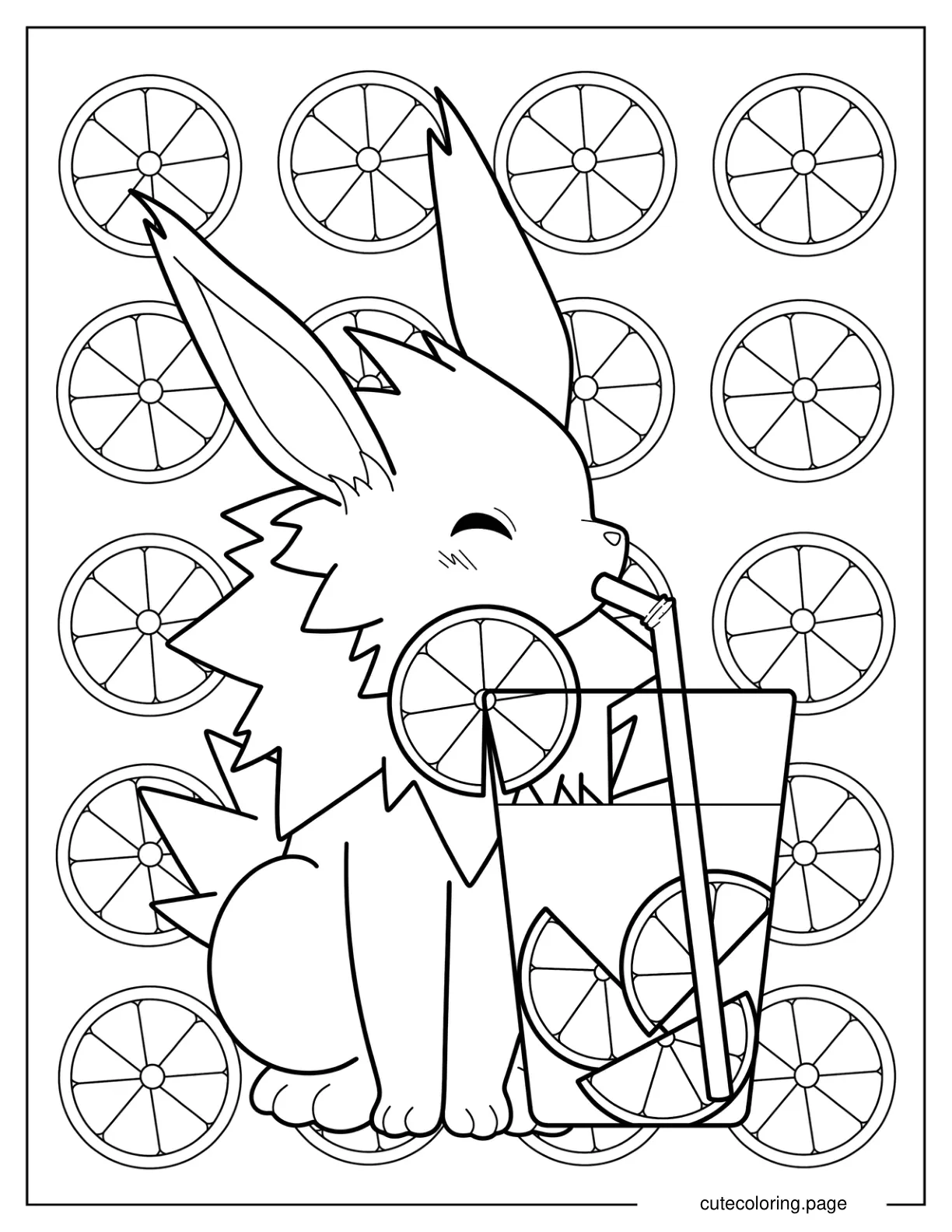 Jolteon Drinking Lemon Tea Coloring Page For Kids coloring page