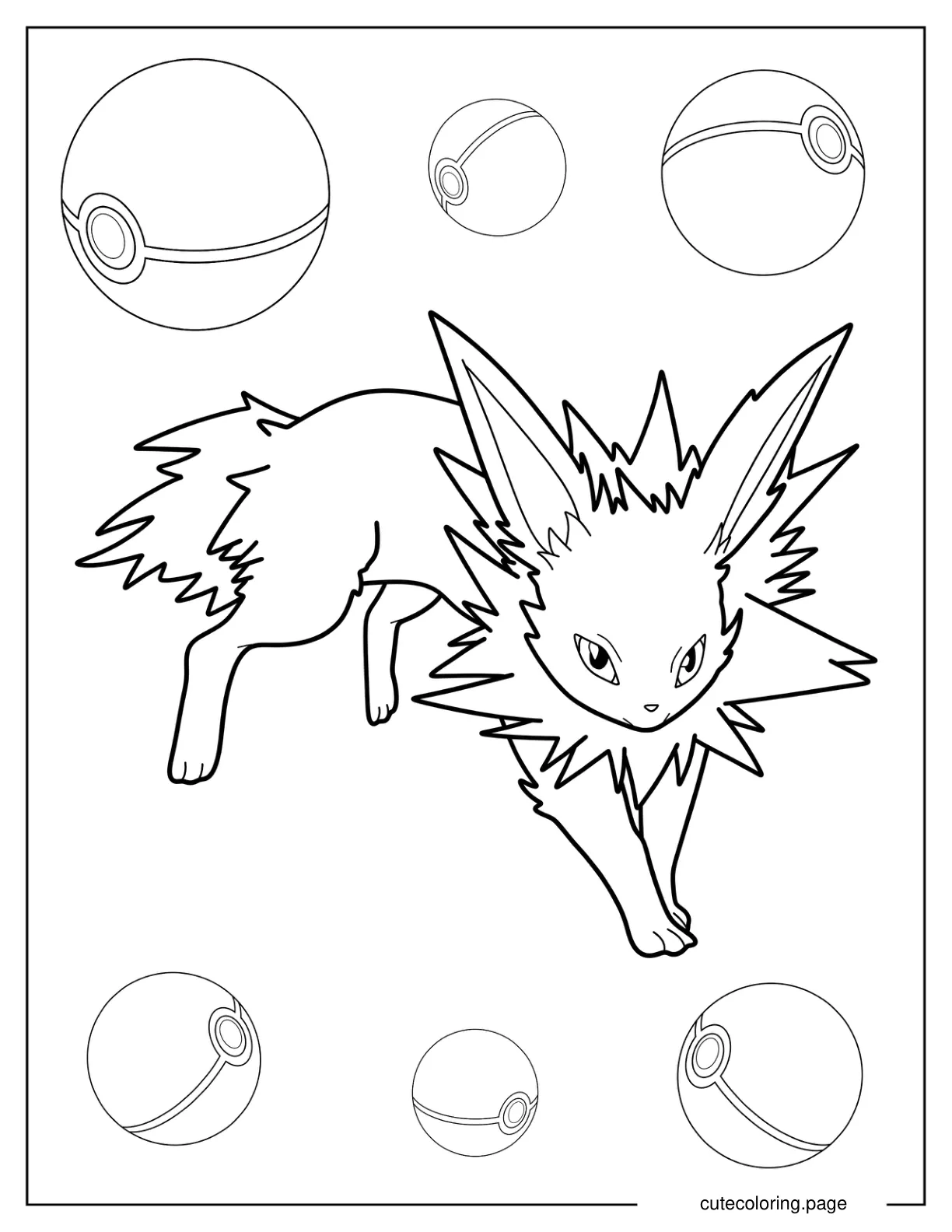 Jolteon Leaping Coloring Page coloring page