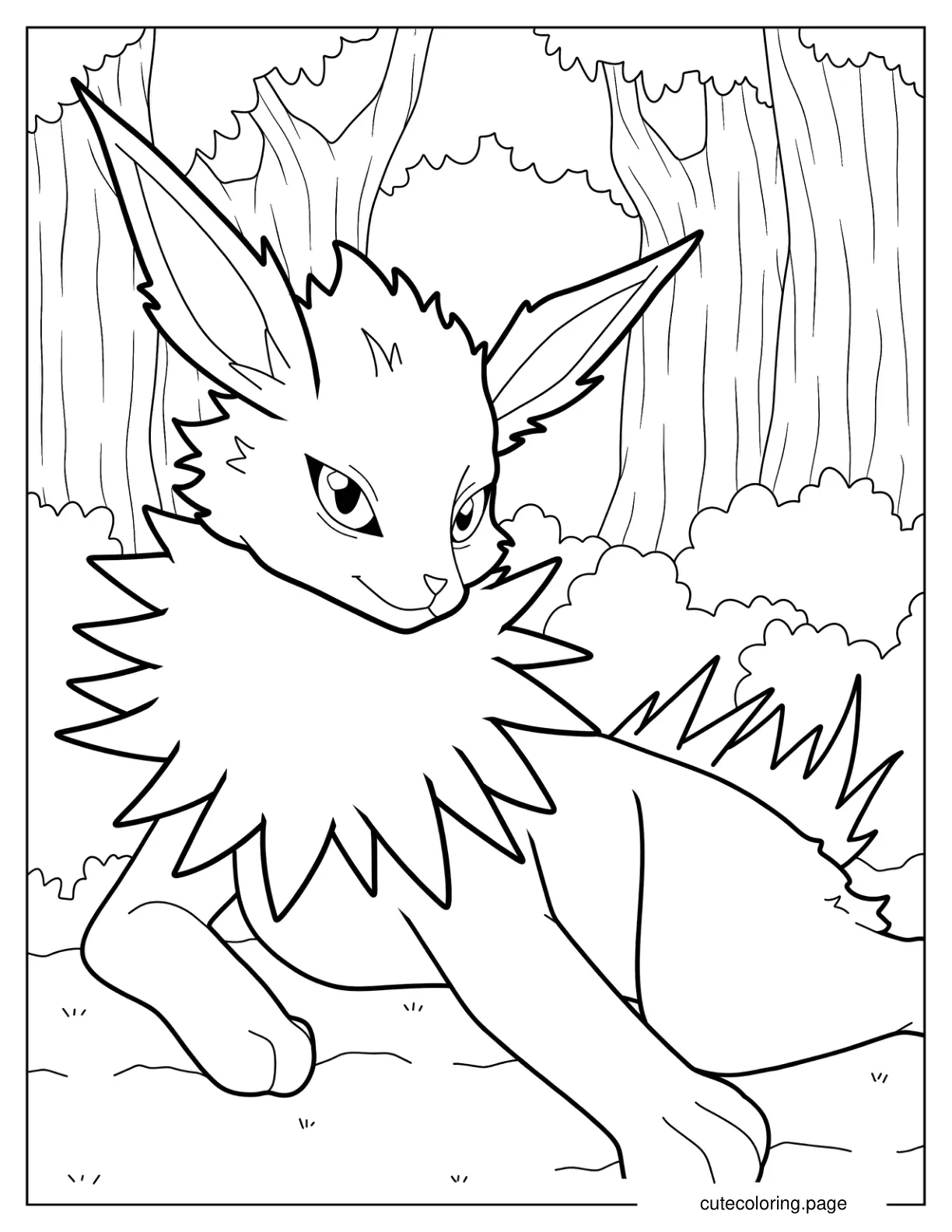 Jolteon Resting On Grass Coloring Sheet For Kids coloring page