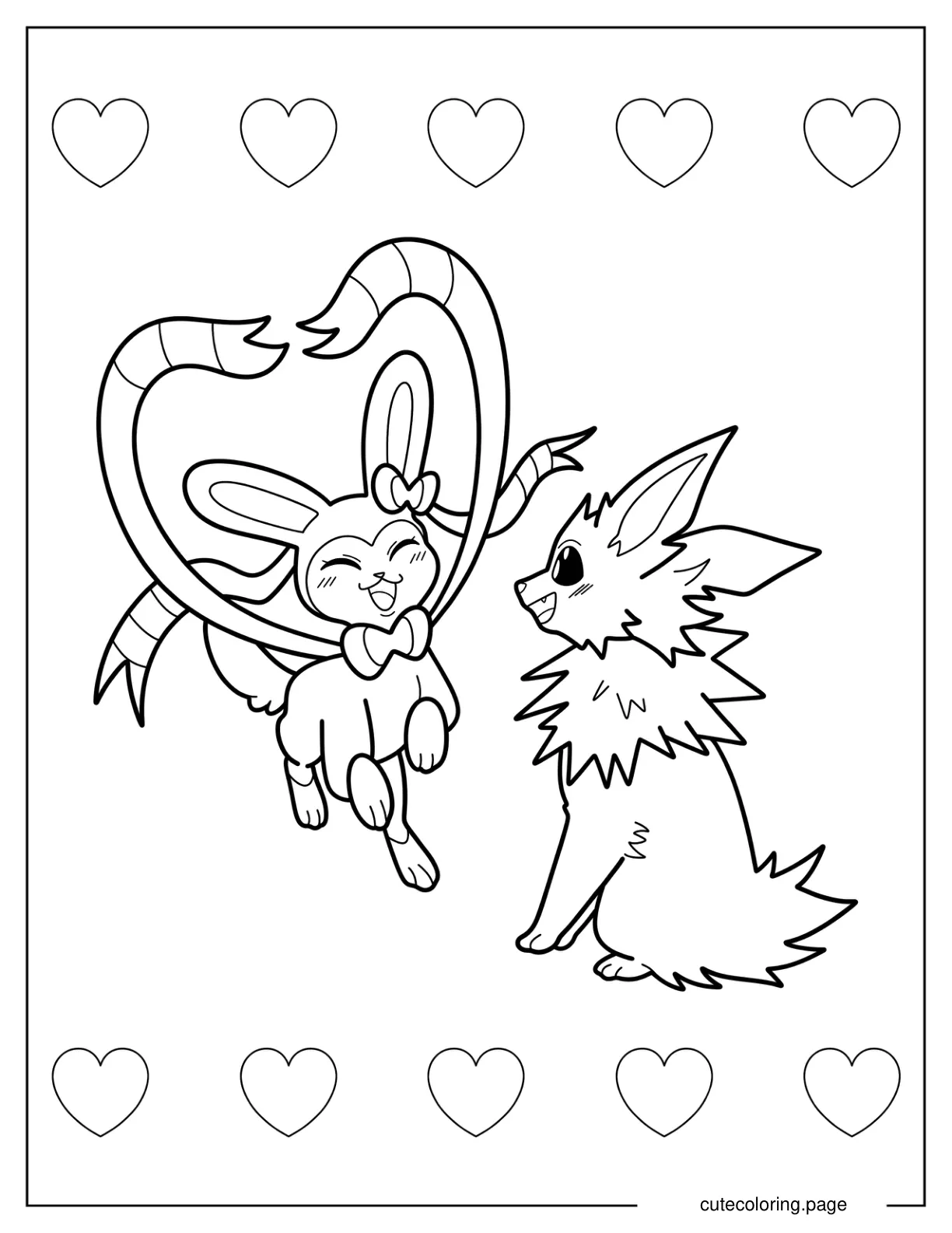 Jolteon Smiling At Sylveon Coloring Page For Kids coloring page