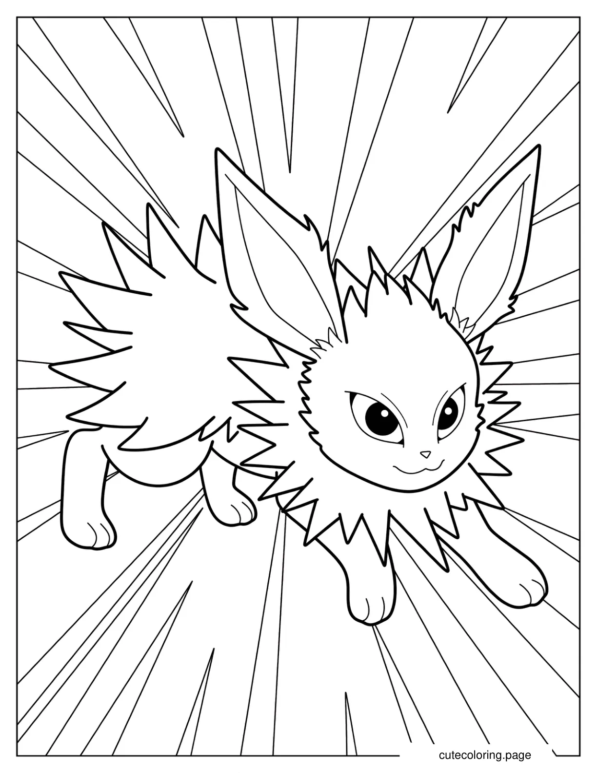 Smirking Jolteon In Fighting Stance Coloring Sheet coloring page