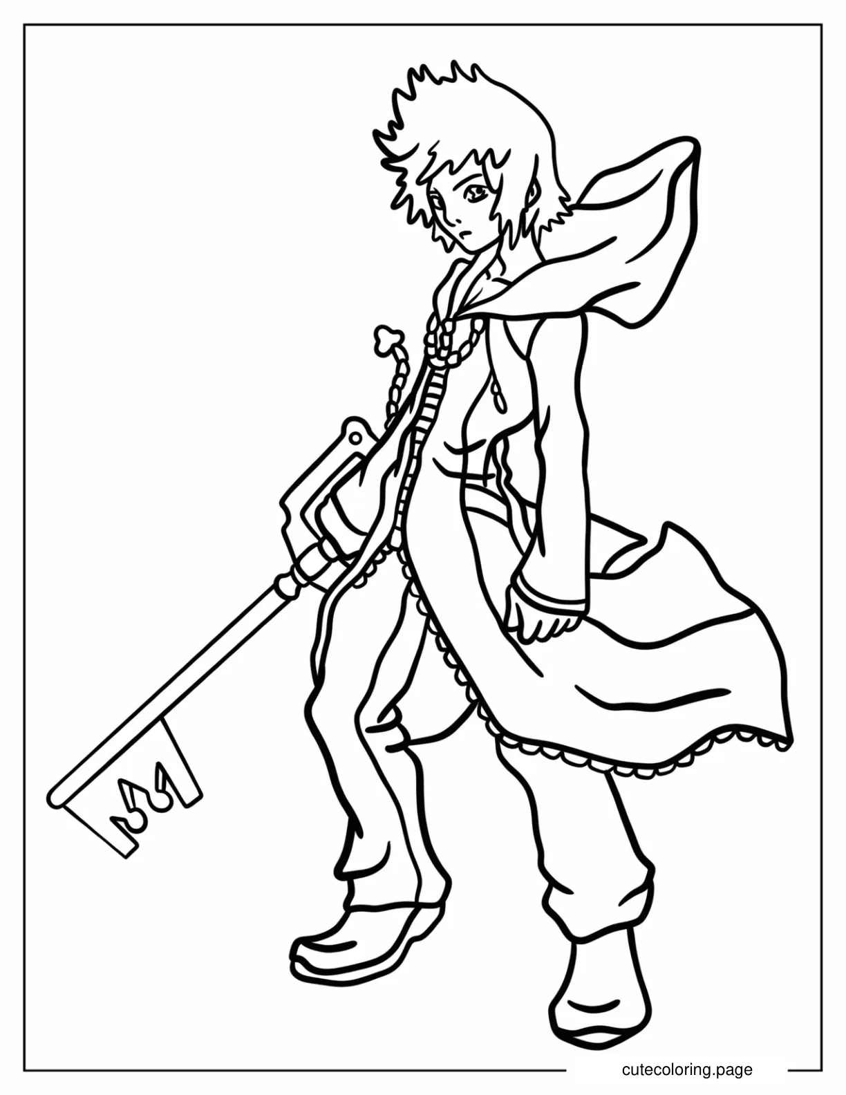 Easy Kingdom Hearts Roxas Outline Coloring Page For Kids coloring page