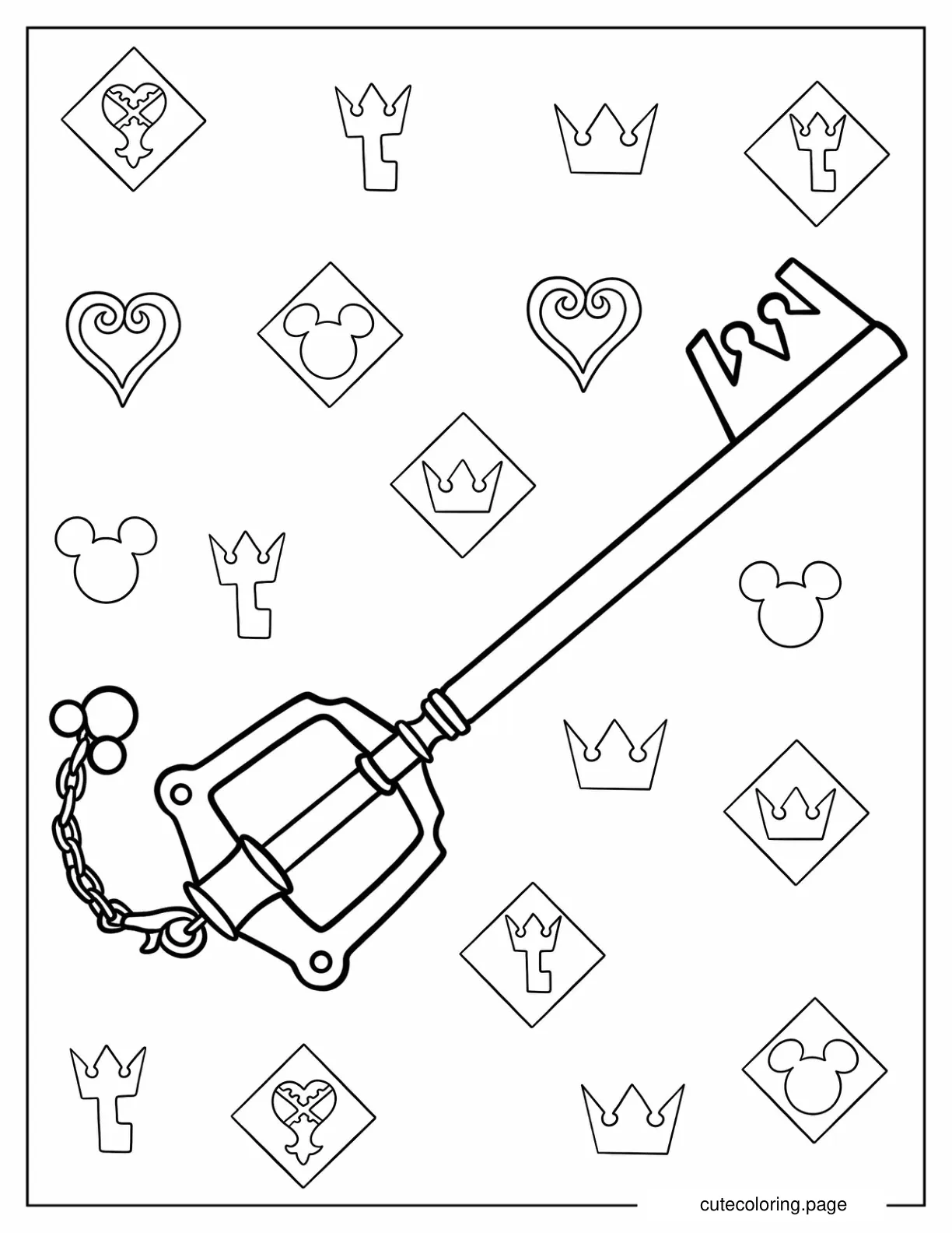 Kingdom Hearts Keyblade Coloring Sheet coloring page