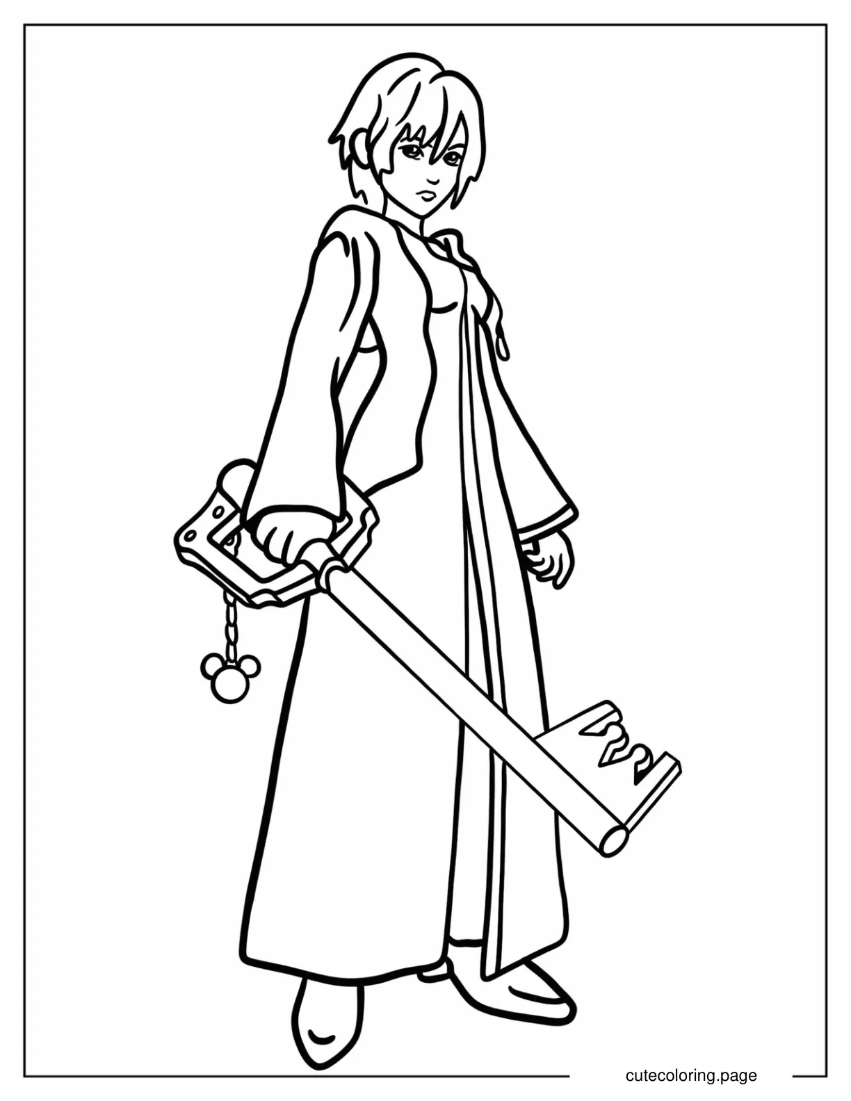 Kingdom Hearts Xion With His Keyblade Coloring Page coloring page