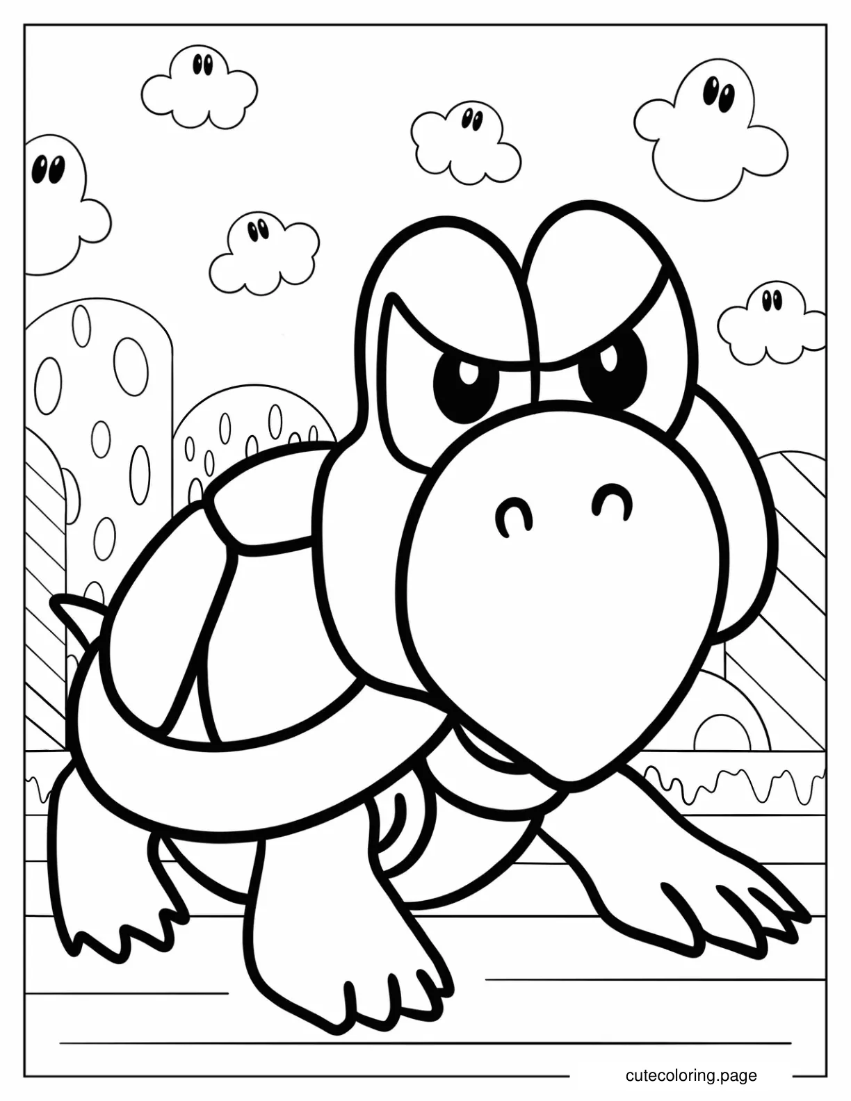 Angry Koopa Troopa Coloring Sheet For Preschoolers coloring page