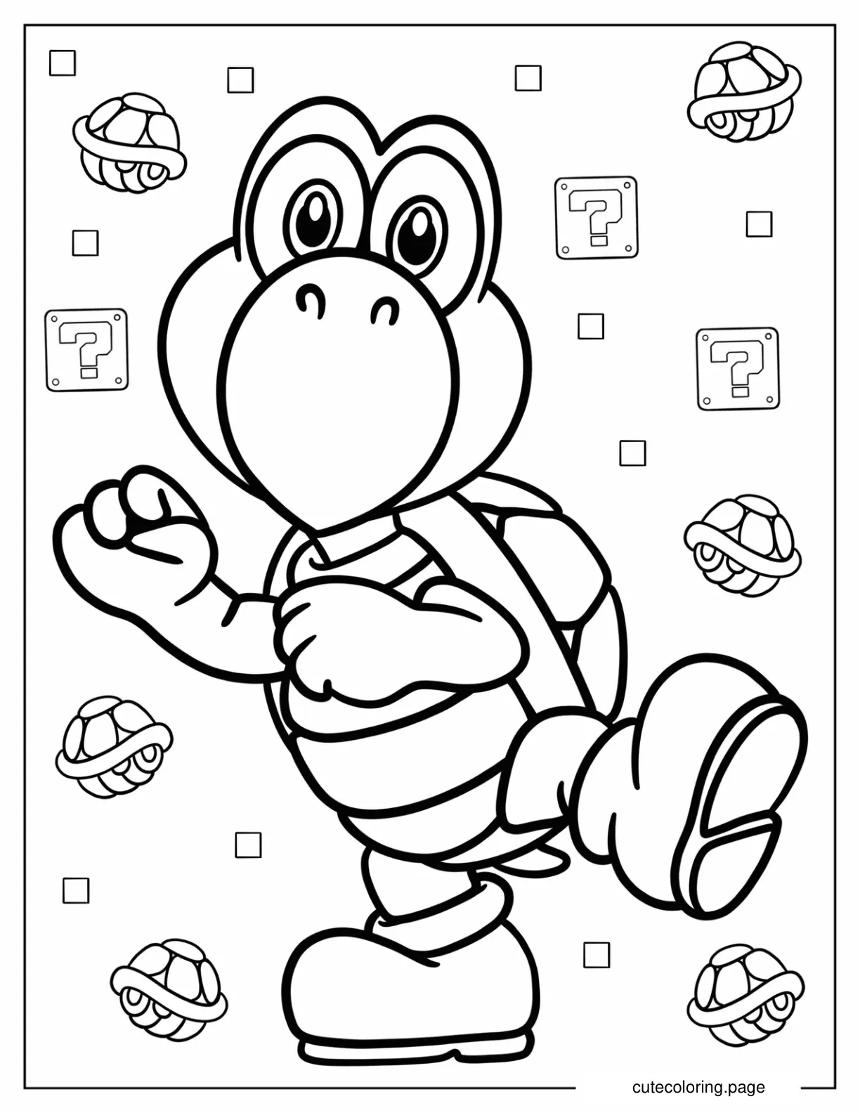 Dancing Koopa Troopa Coloring Page For Kids coloring page