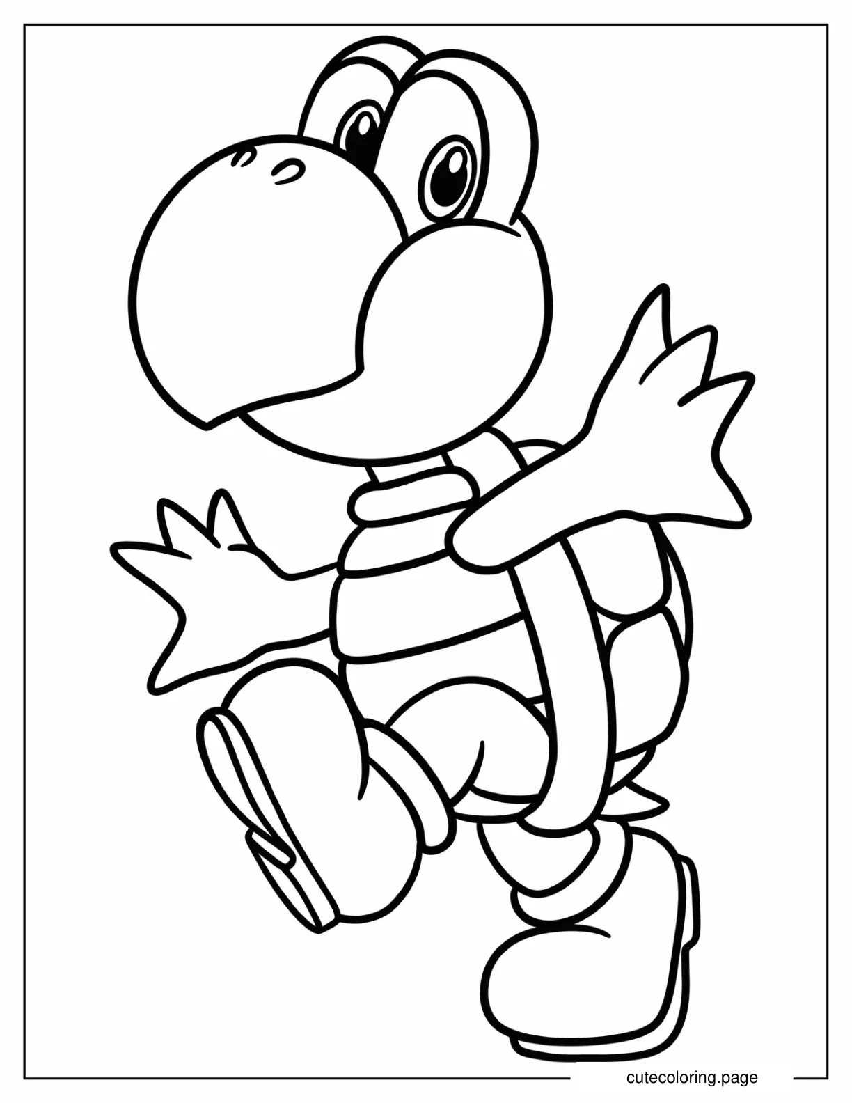 Easy Koopa Troopa Outline Coloring Page For Kids coloring page