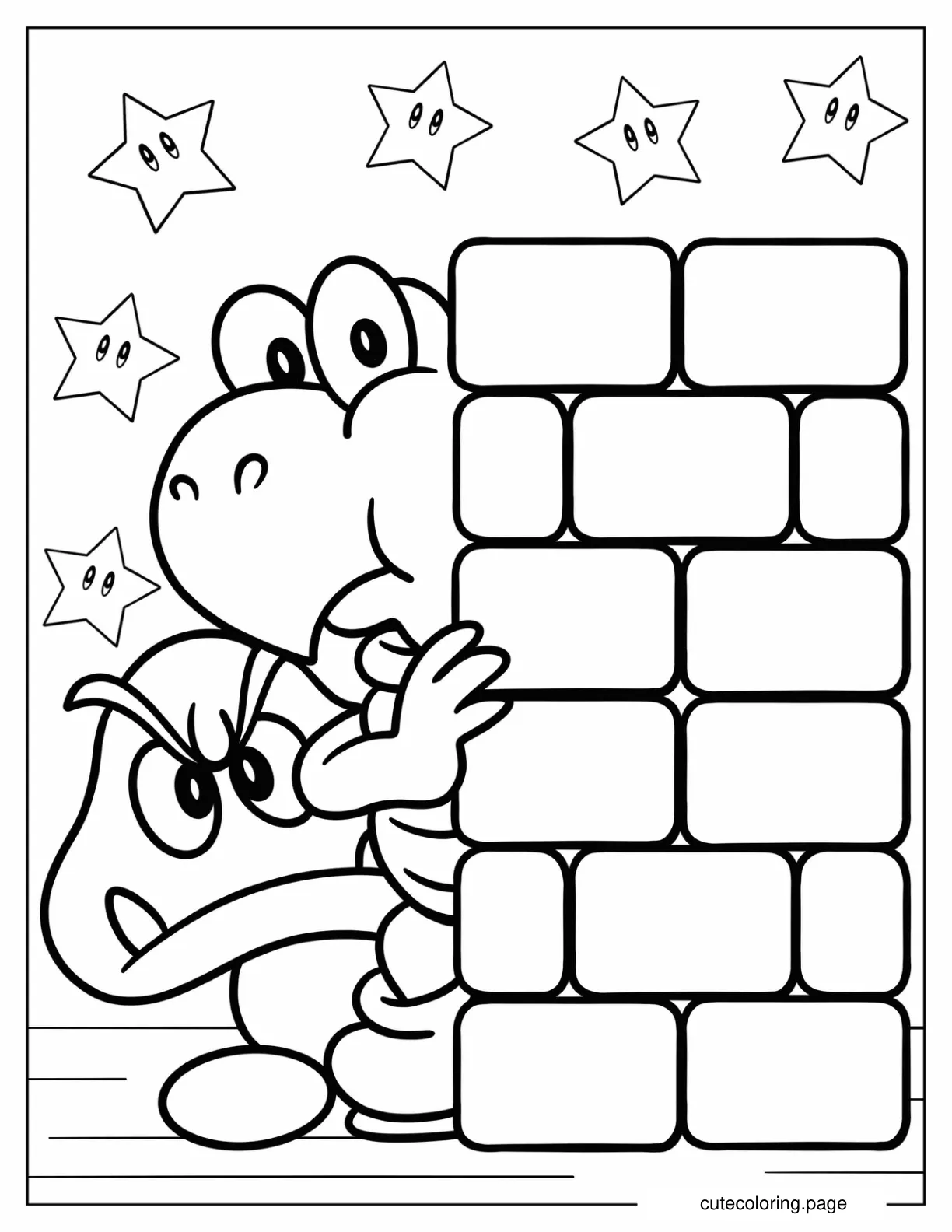 Goomba And Koopa Troopa Hiding Behind A Wall coloring page