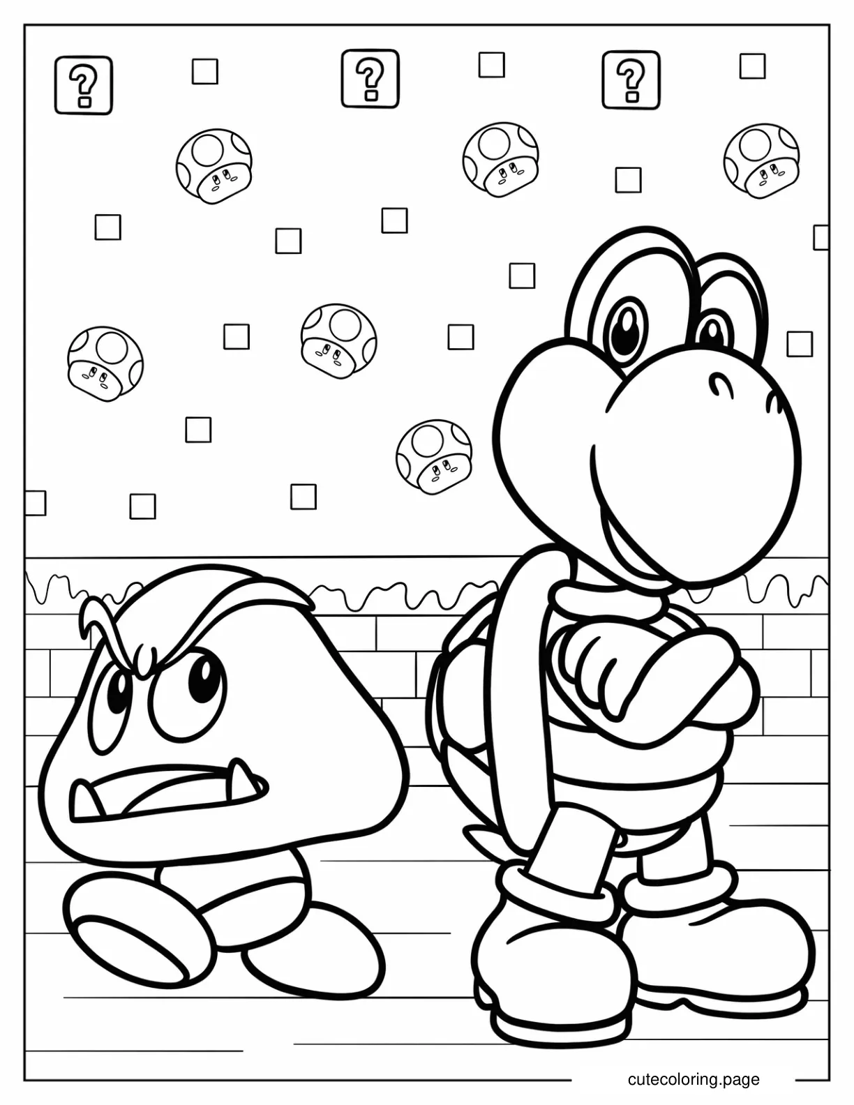 Goomba With Koopa Troopa Coloring Sheet coloring page