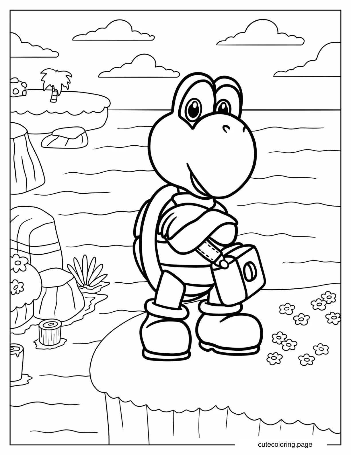 Koopa Troopa Standing On A Cliff coloring page