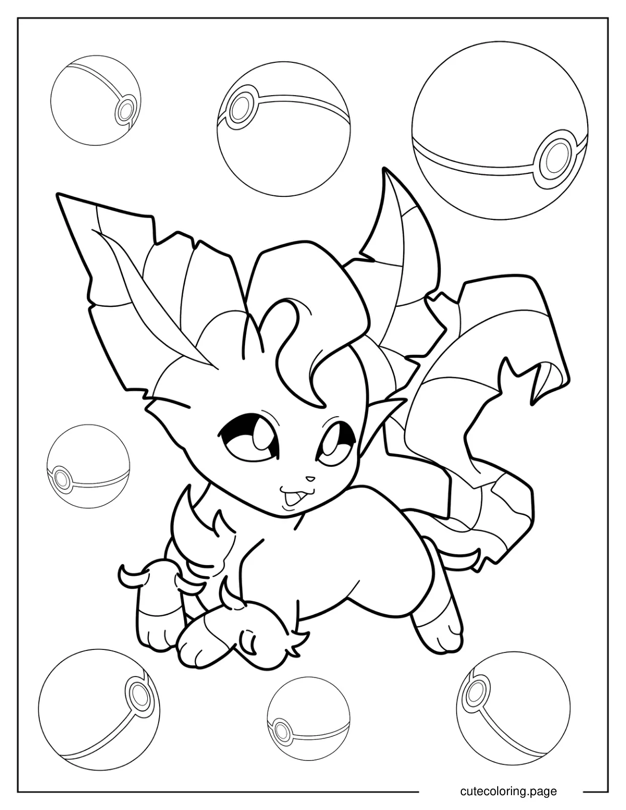 Baby Leafeon Running Coloring Page For Preschoolers coloring page