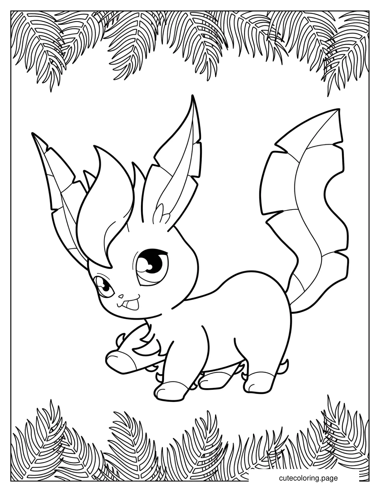 Cute Chibi Leafeon Coloring Sheet For Kids coloring page