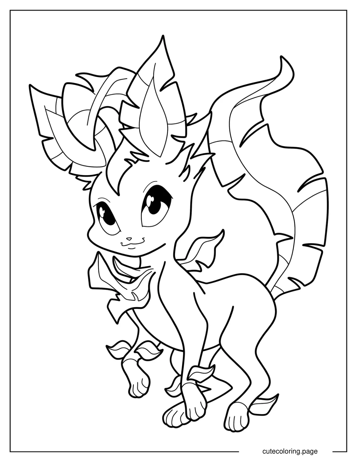 Cute Leafeon Trotting Coloring Sheet For Kids coloring page