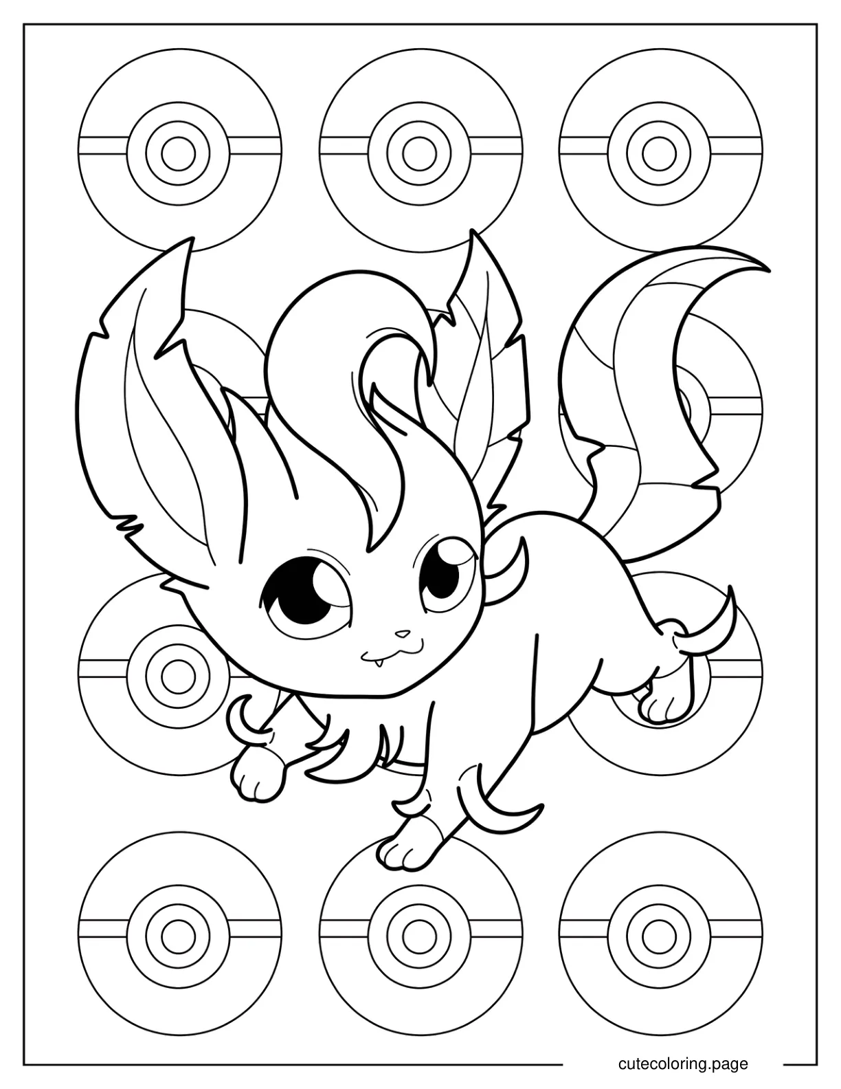 Kawaii Chibi Leafeon Coloring Sheet For Preschoolers coloring page