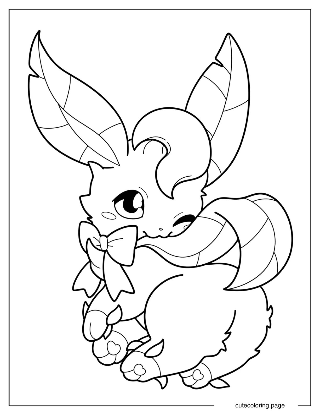 Kawaii Chibi Leafeon Winking Coloring Page For Kids coloring page