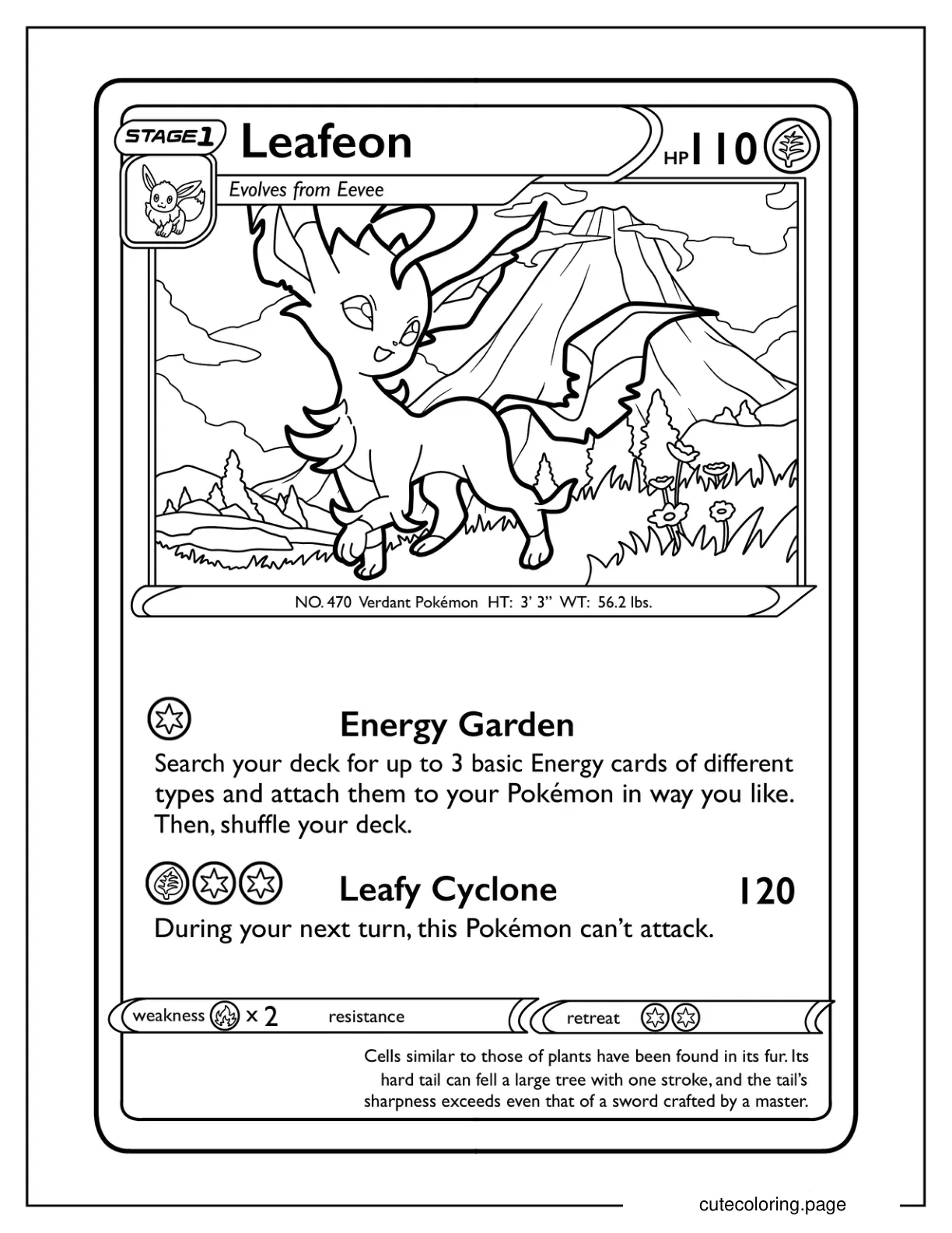 Leafeon Leafy Cyclone Pokemon Card coloring page