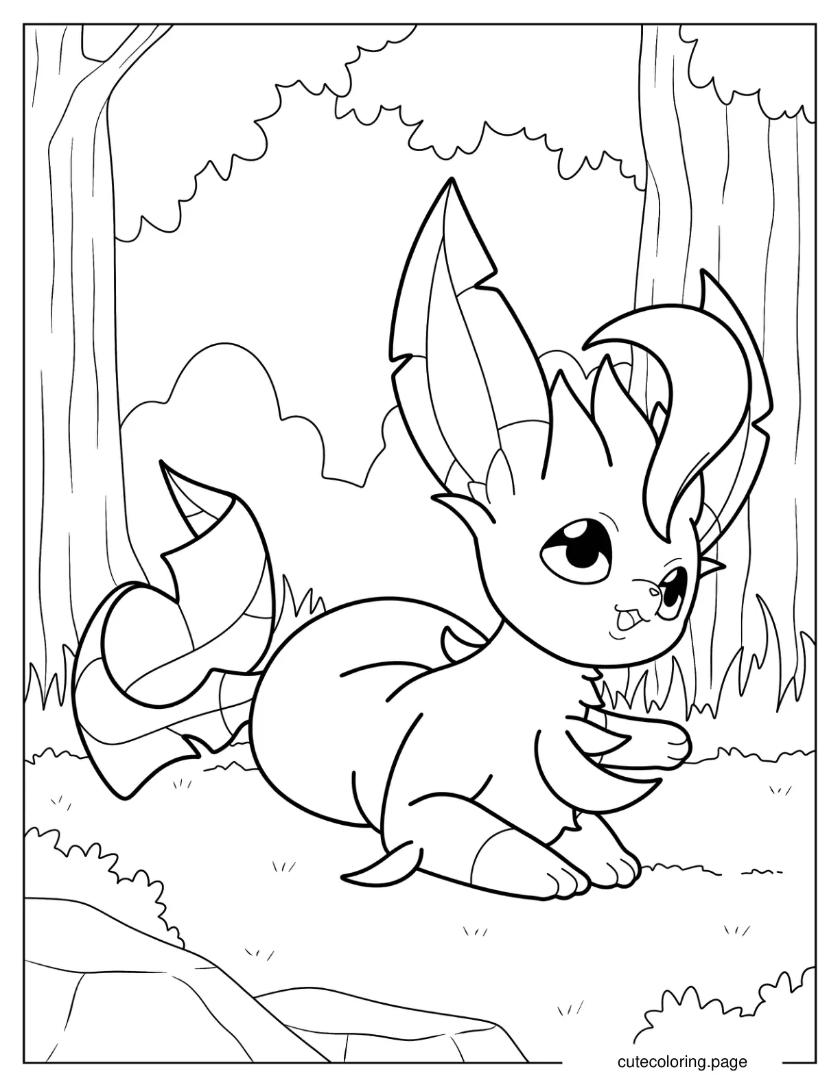 Leafeon Resting On The Grass Coloring Sheet coloring page