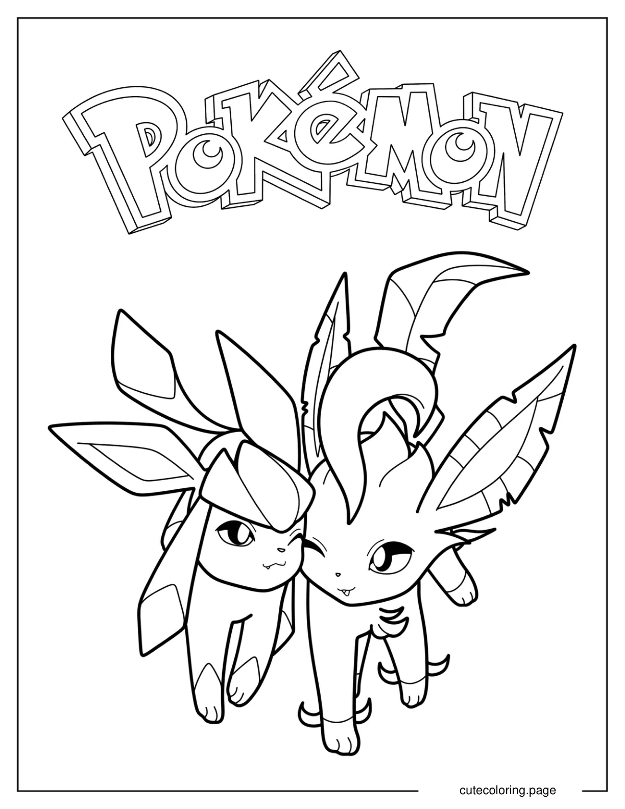 Leafeon With Glaceon Pokemon Poster coloring page