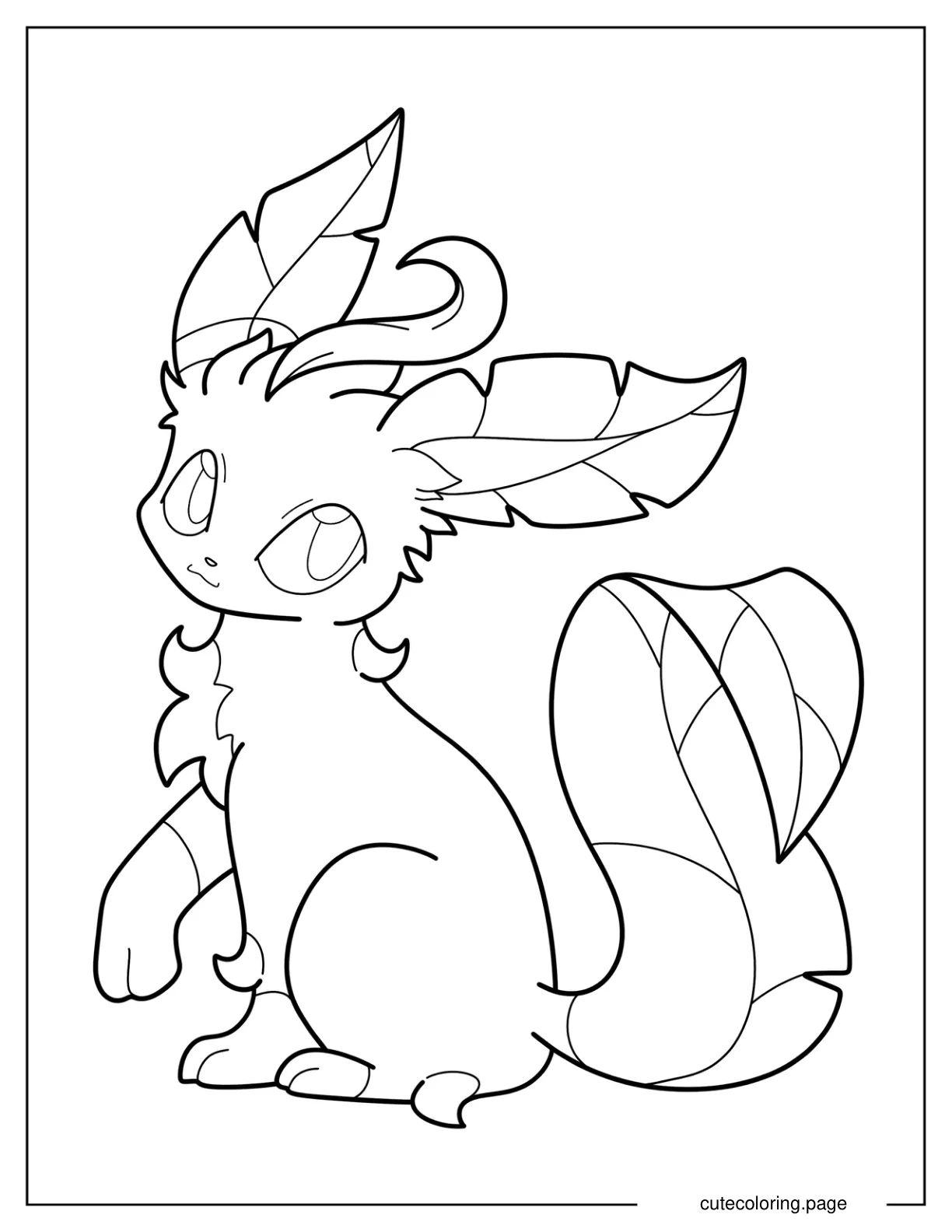 Simple Leafeon Outline Coloring Page For Kids coloring page