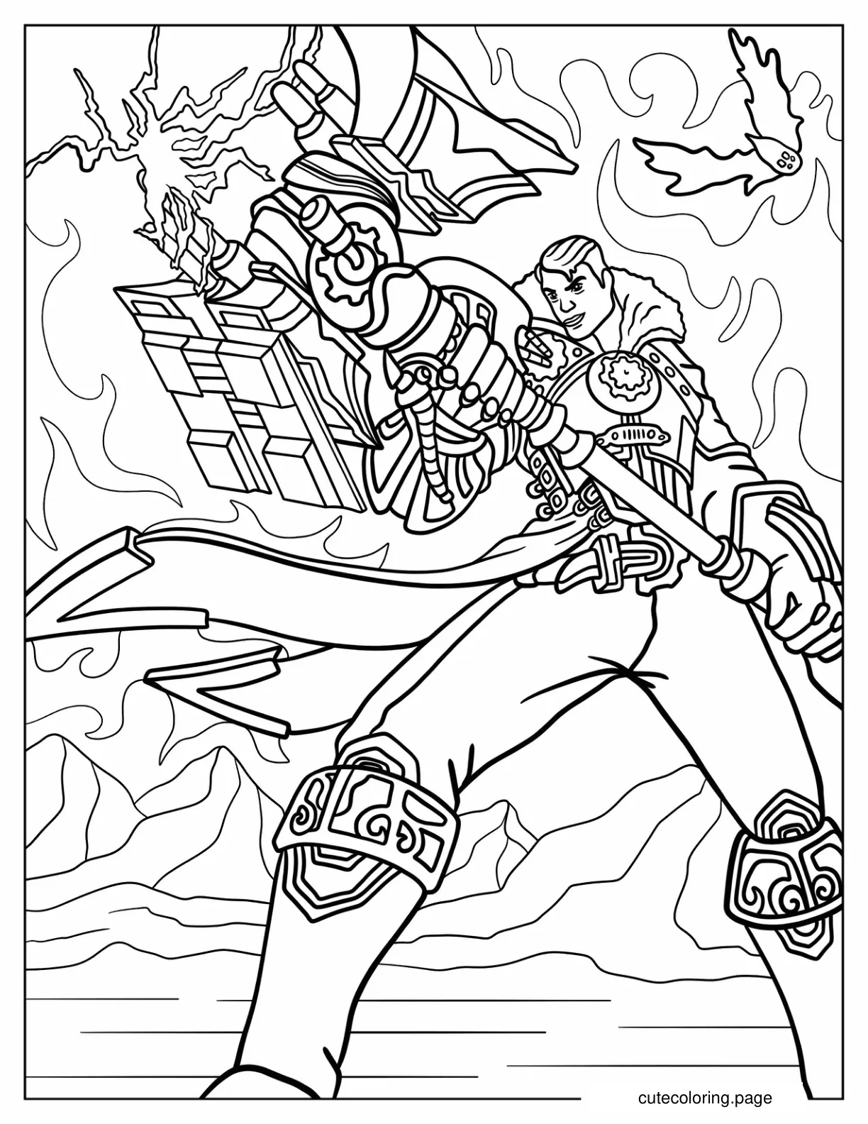 Jayce The Defender Of Tomorrow League Of Legends Coloring Sheet coloring page