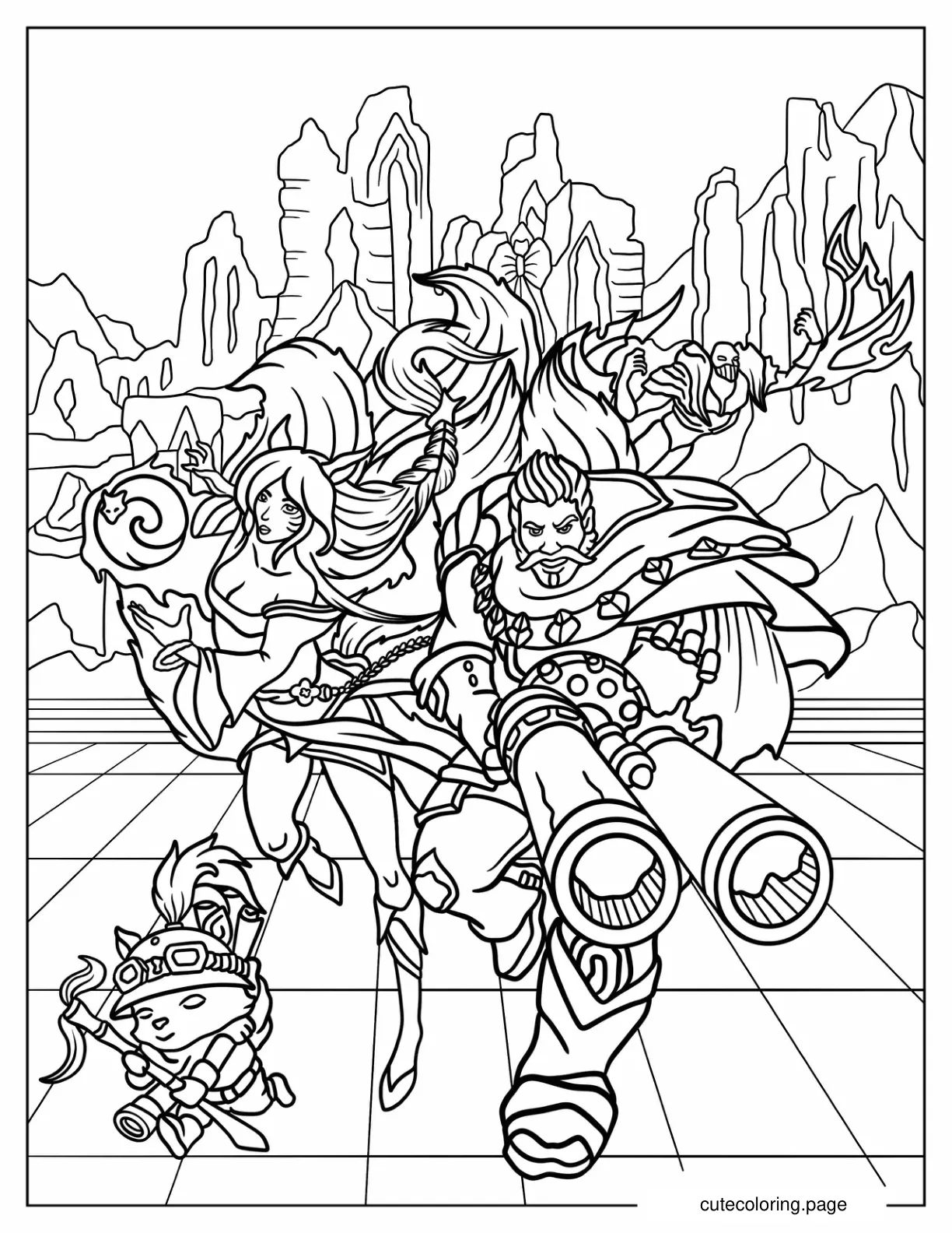 League Of Legends Ahri And Grave Coloring Sheet coloring page