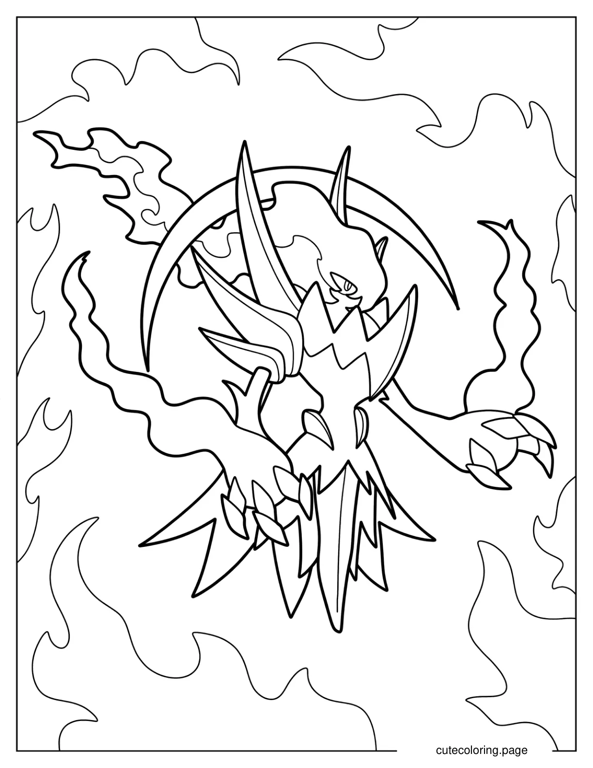 Darkrai Surrounded By Fire Coloring Page coloring page