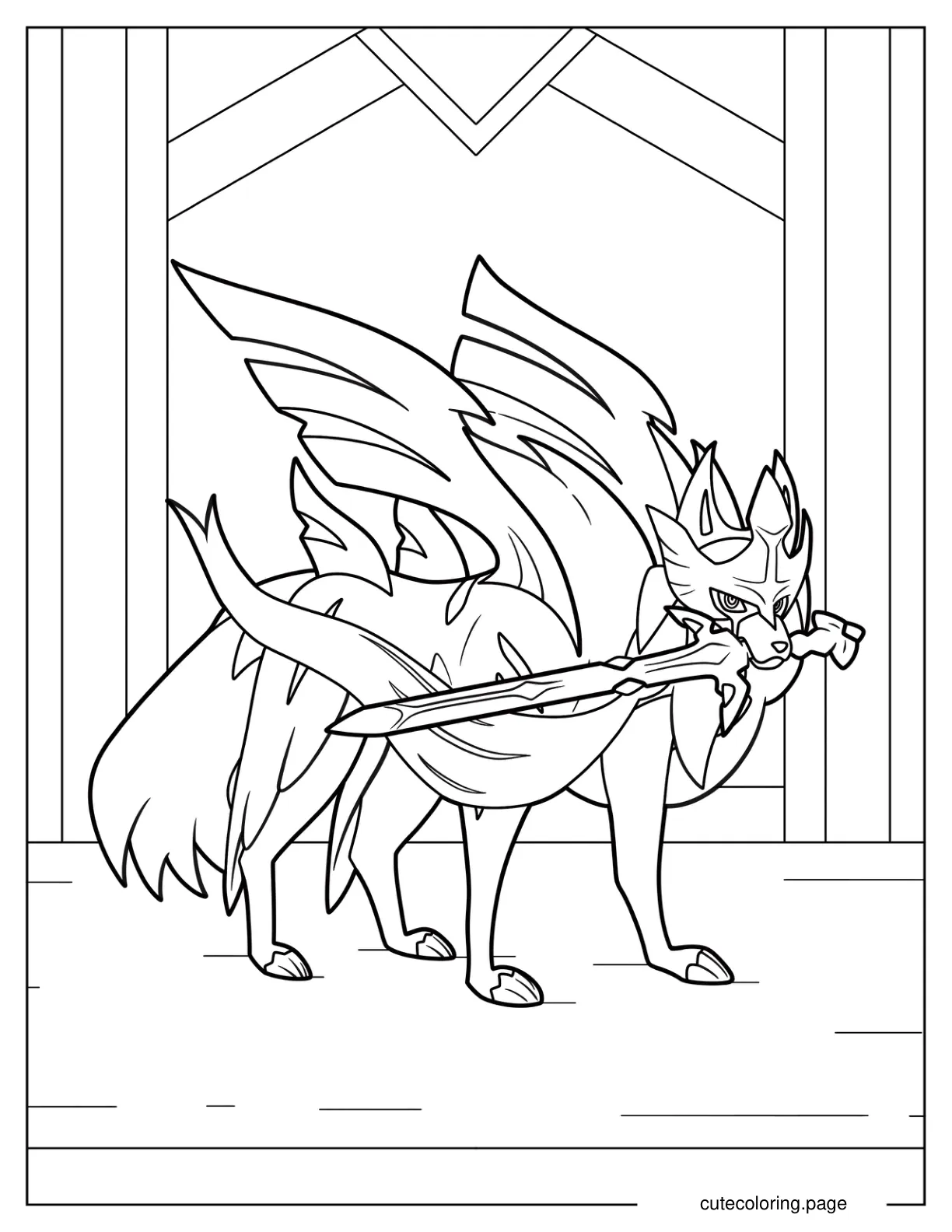 Detailed Zacian Coloring Sheet For Kids coloring page