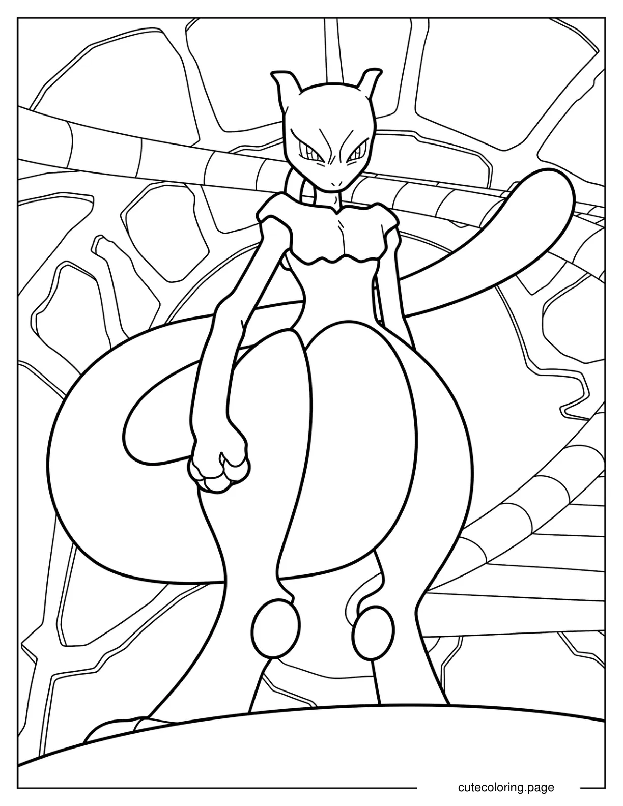 Easy Mewtwo Outline Coloring Sheet coloring page