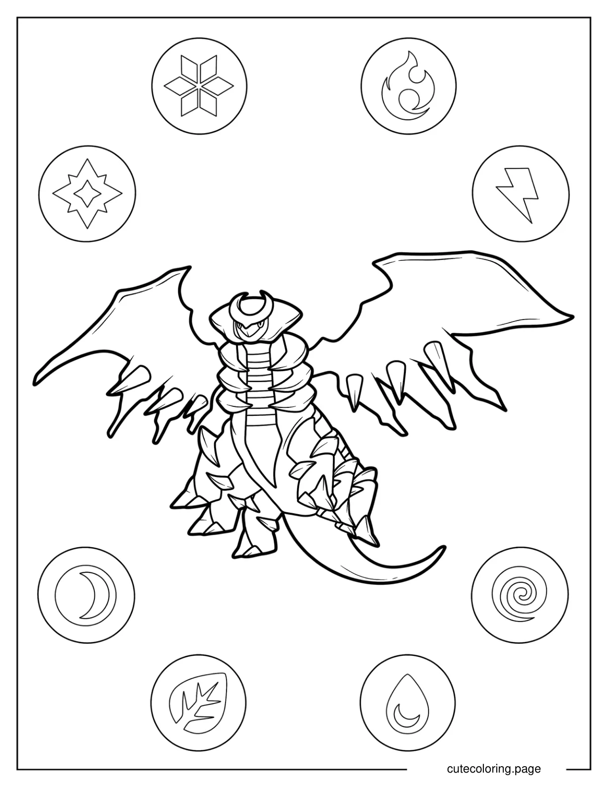 Giratina Flying Legendary Pokemon Coloring Page coloring page