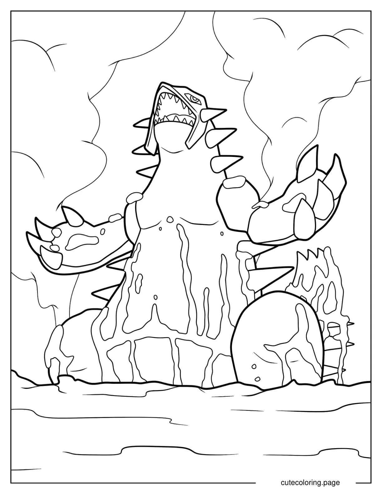 Groudon Rising From Lava Coloring Page coloring page