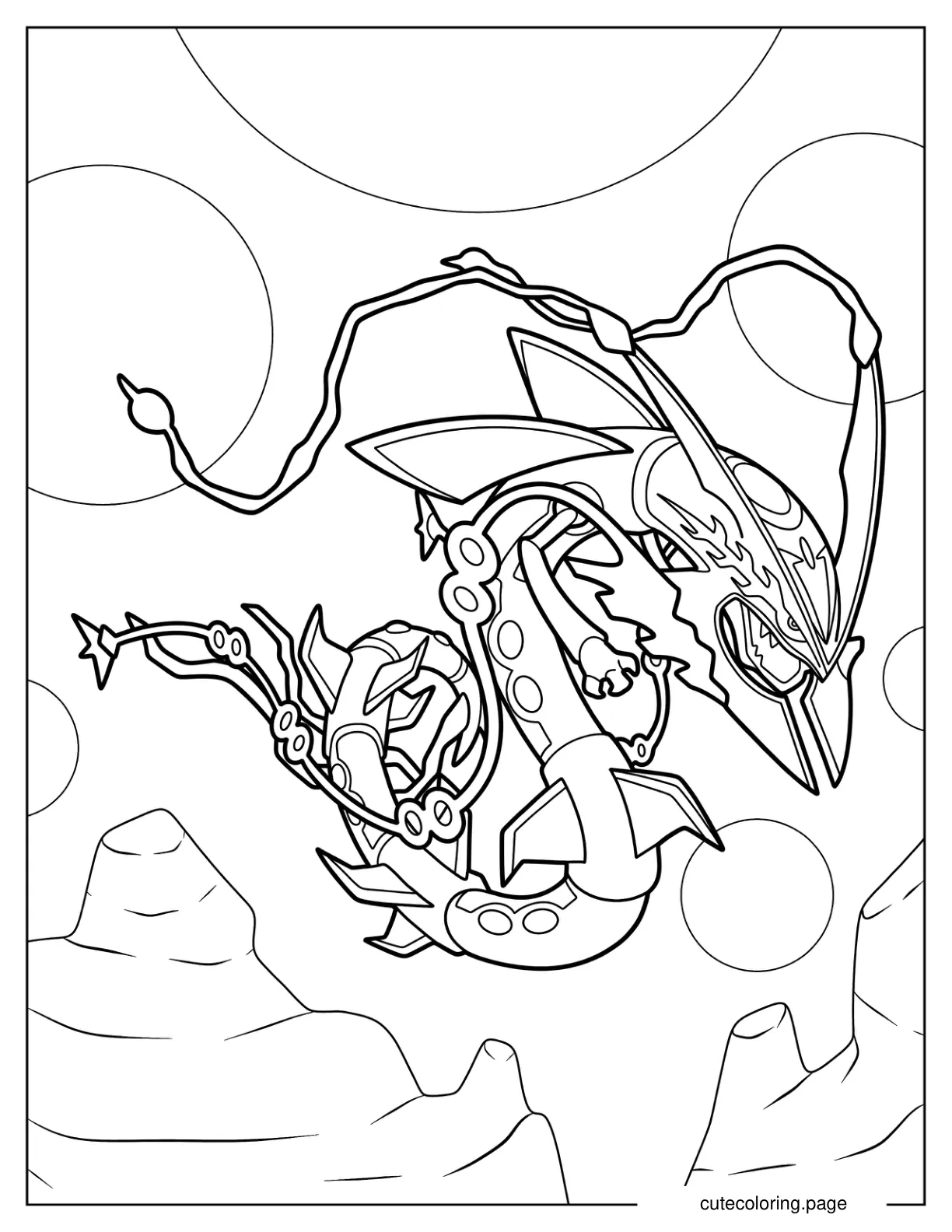 Rayquaza Flying Legendary Pokemon Coloring Page coloring page