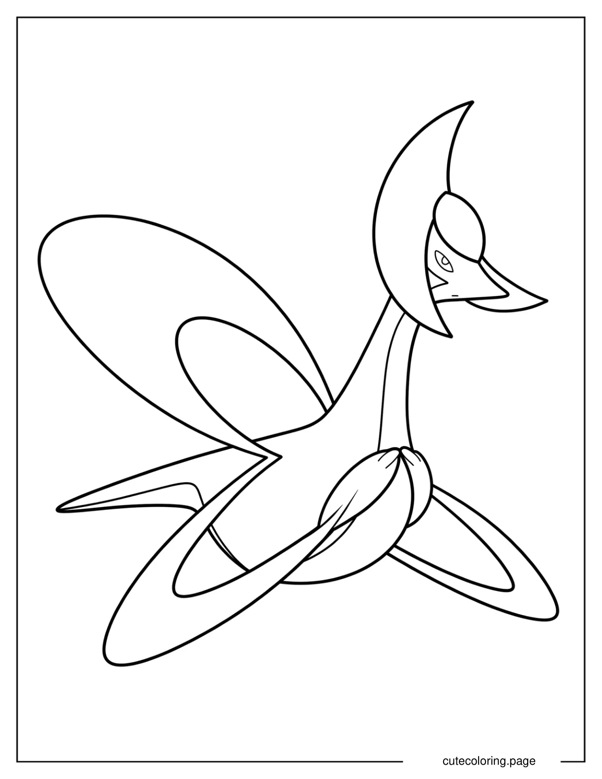 Simple Cresselia Outline Coloring Sheet For Preschoolers coloring page