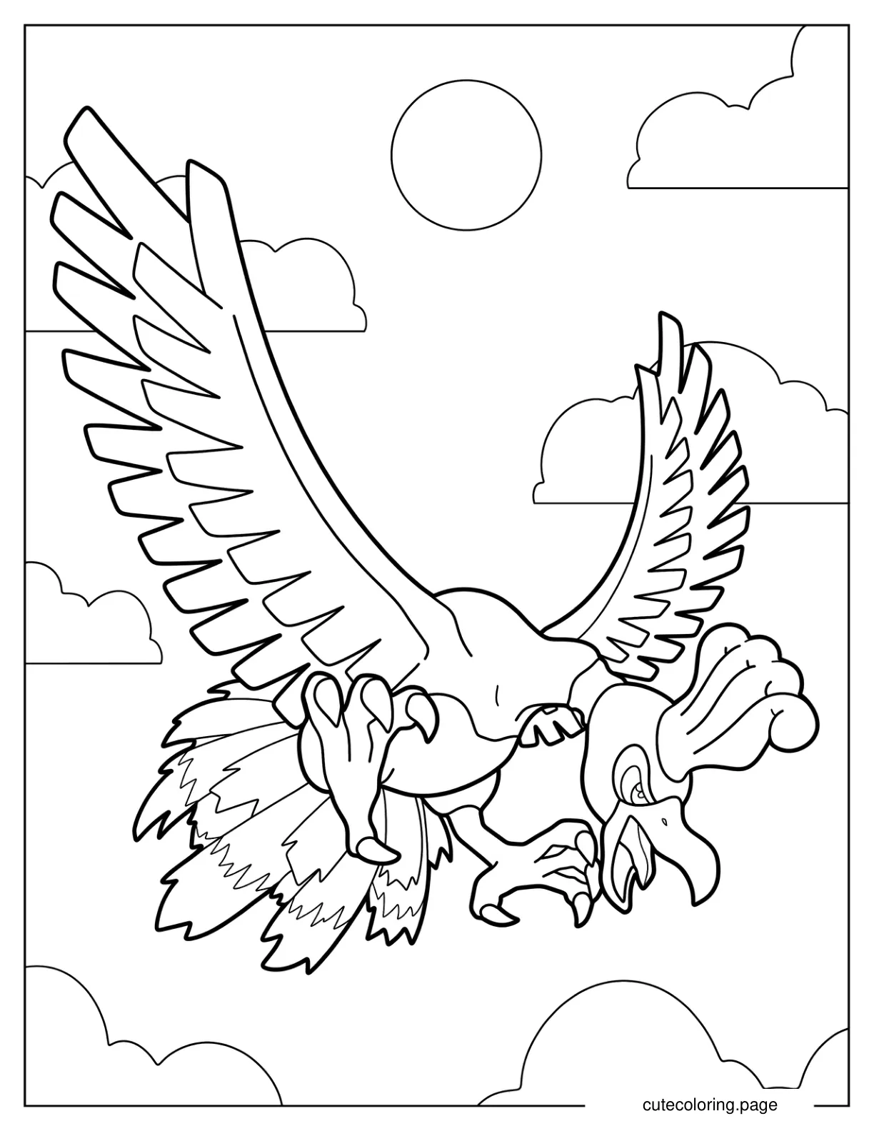 Simple Ho Oh In The Sky Coloring Sheet coloring page