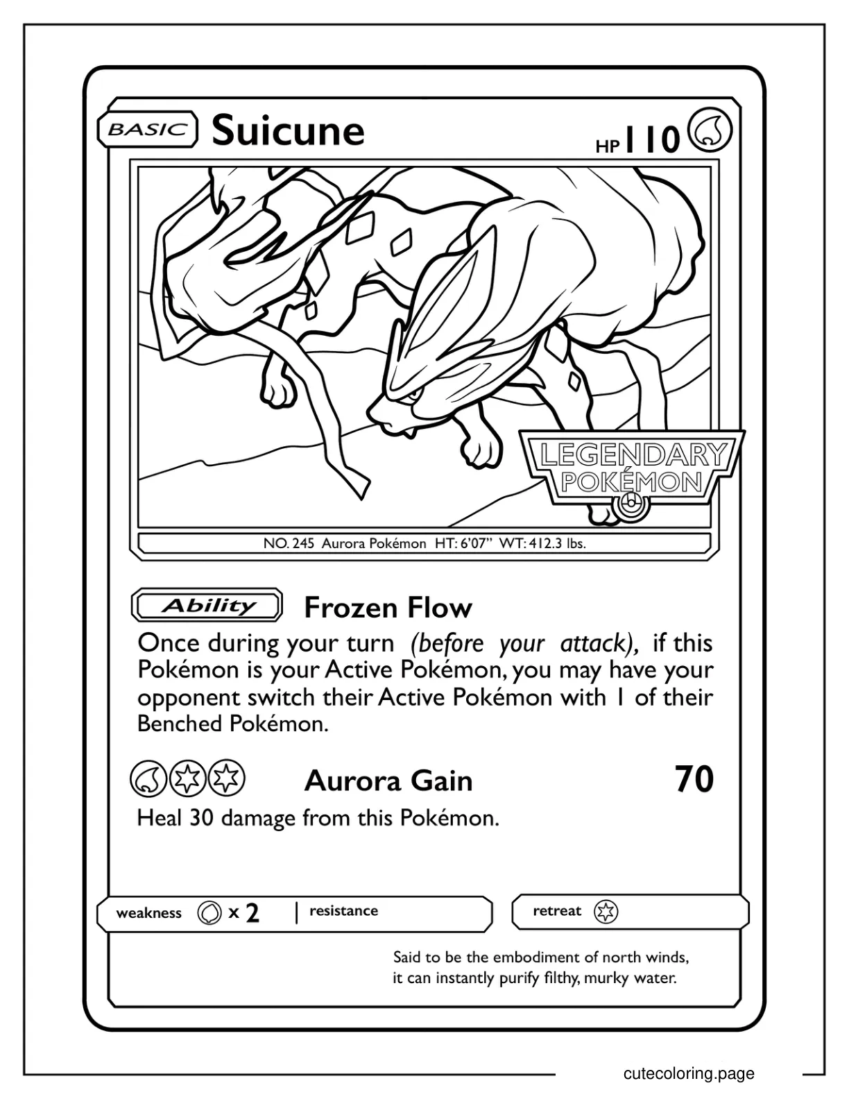 Suicune Frozen Flow Pokemon Card coloring page