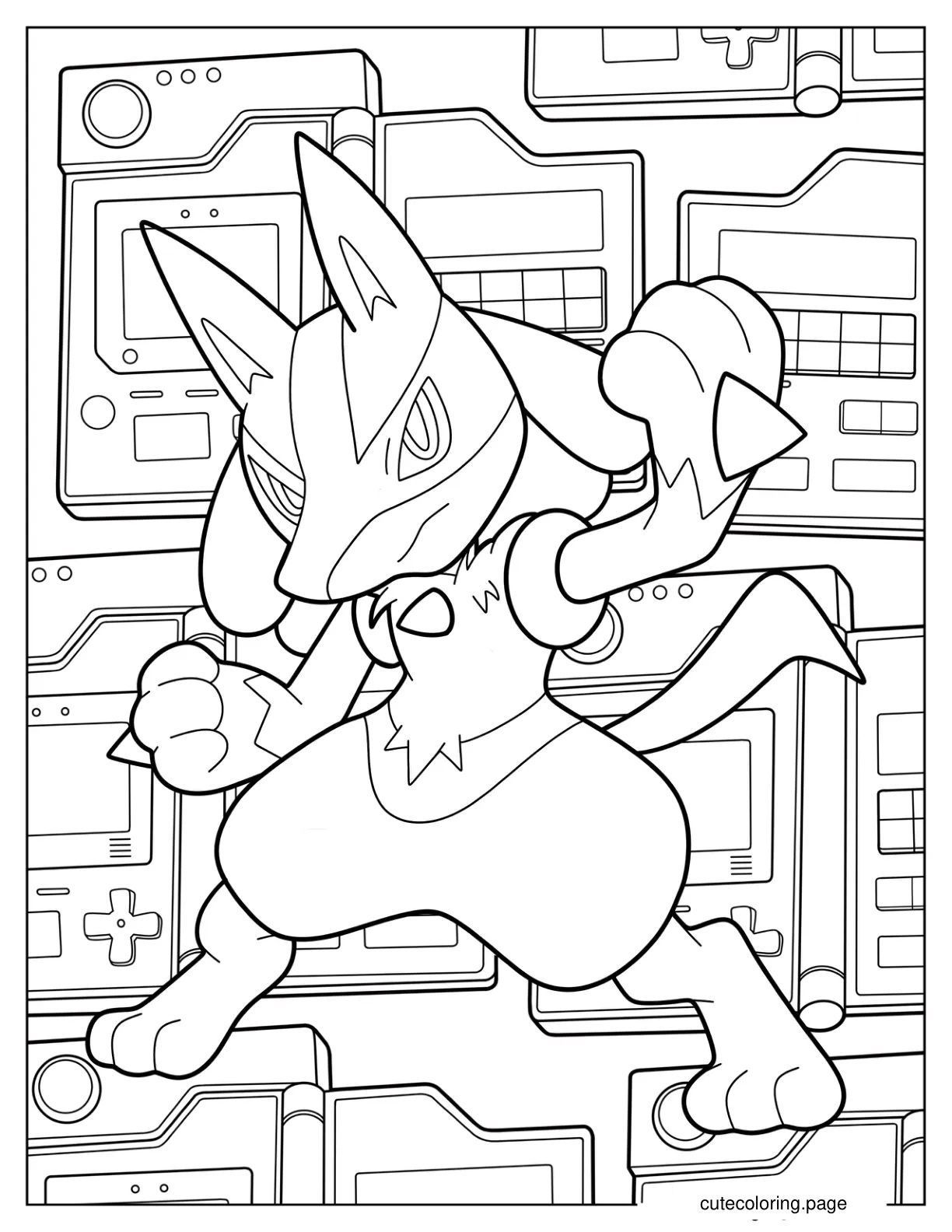 Cute Chibi Lucario In Fighting Pose Coloring Page coloring page