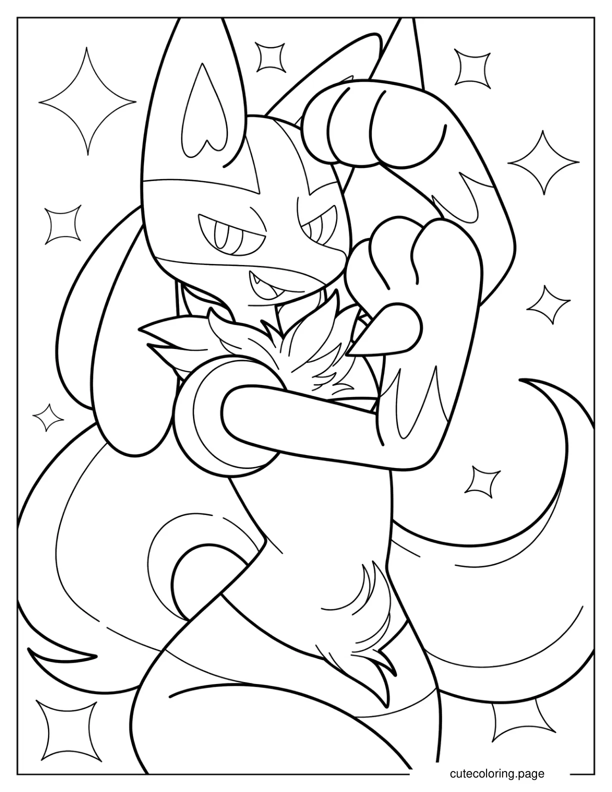 Kawaii Smiling Lucario Coloring Page For Kids coloring page