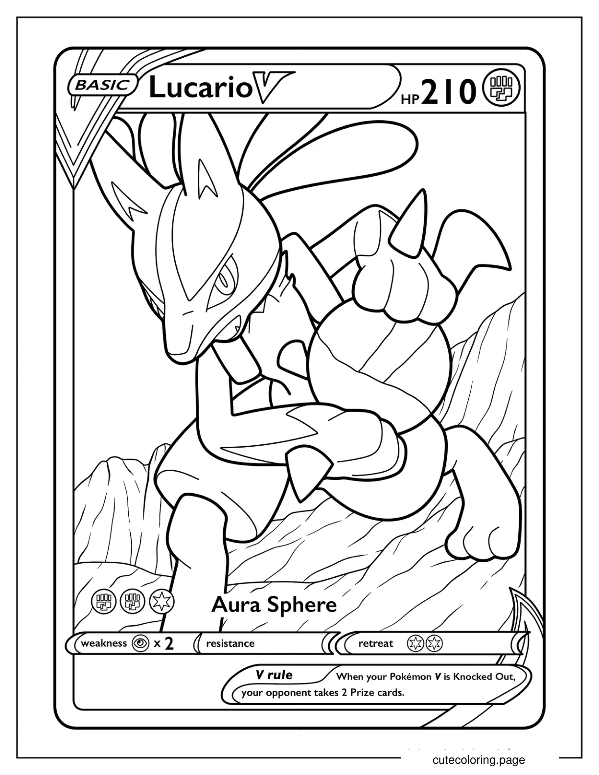 Lucario Aura Sphere Pokemon Card coloring page