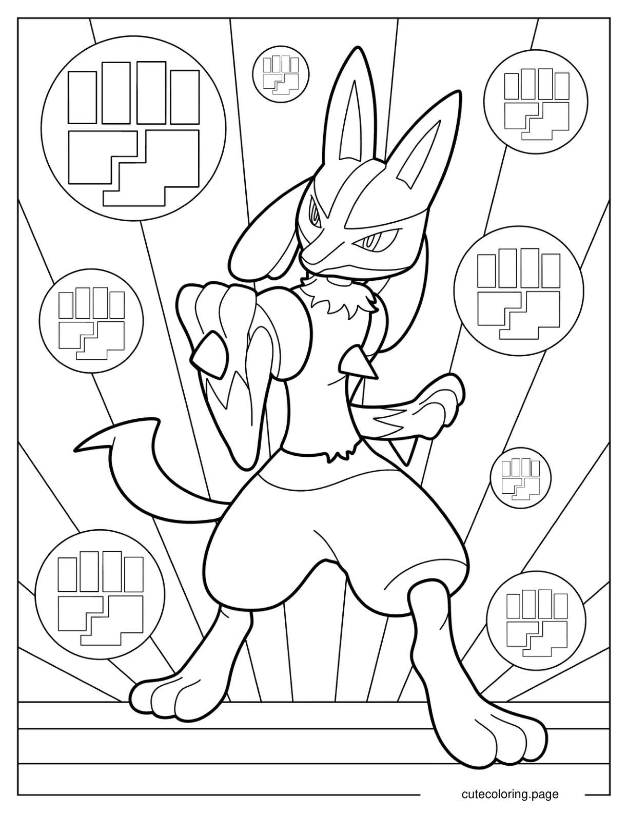 Lucario In Battle Stance coloring page