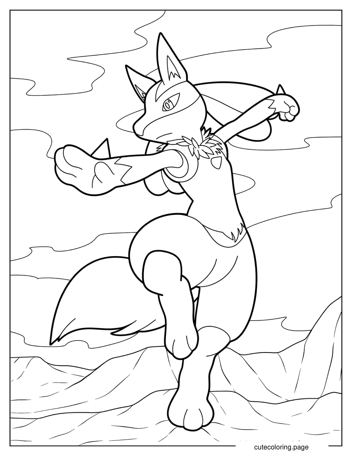 Lucario In Martial Arts Pose Coloring Sheet coloring page