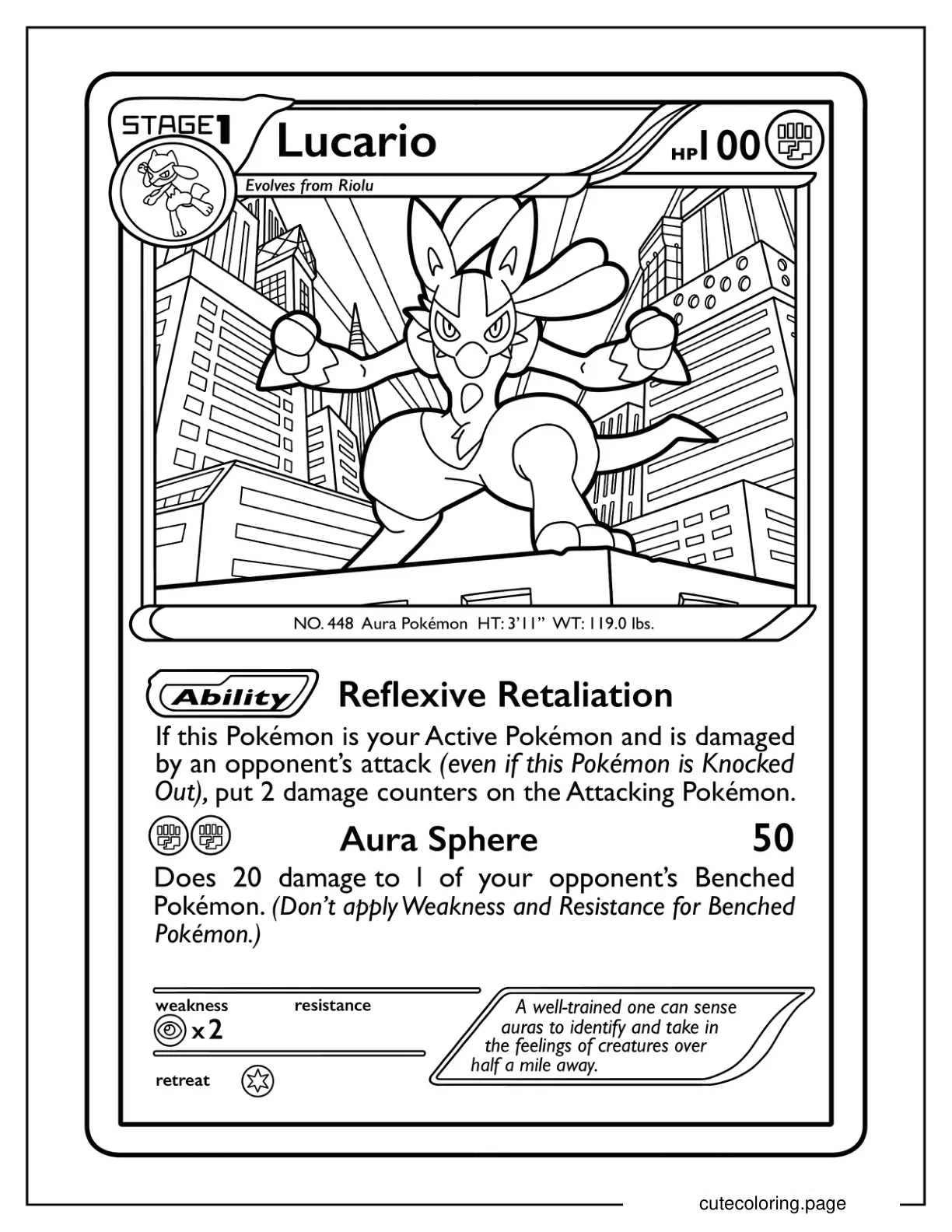 Lucario Reflexive Retaliation Pokemon Card coloring page