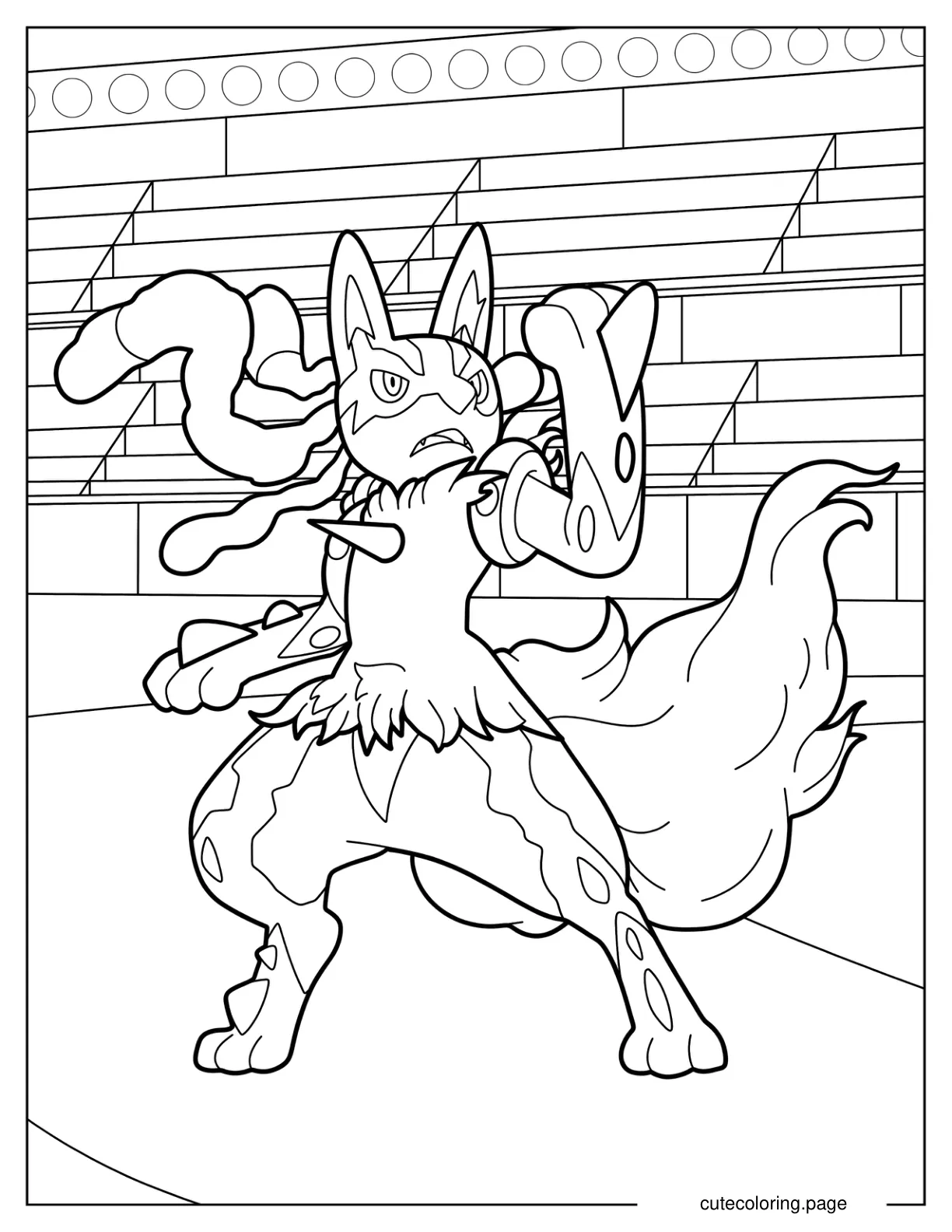 Mega Lucario Dueling In Stadium coloring page