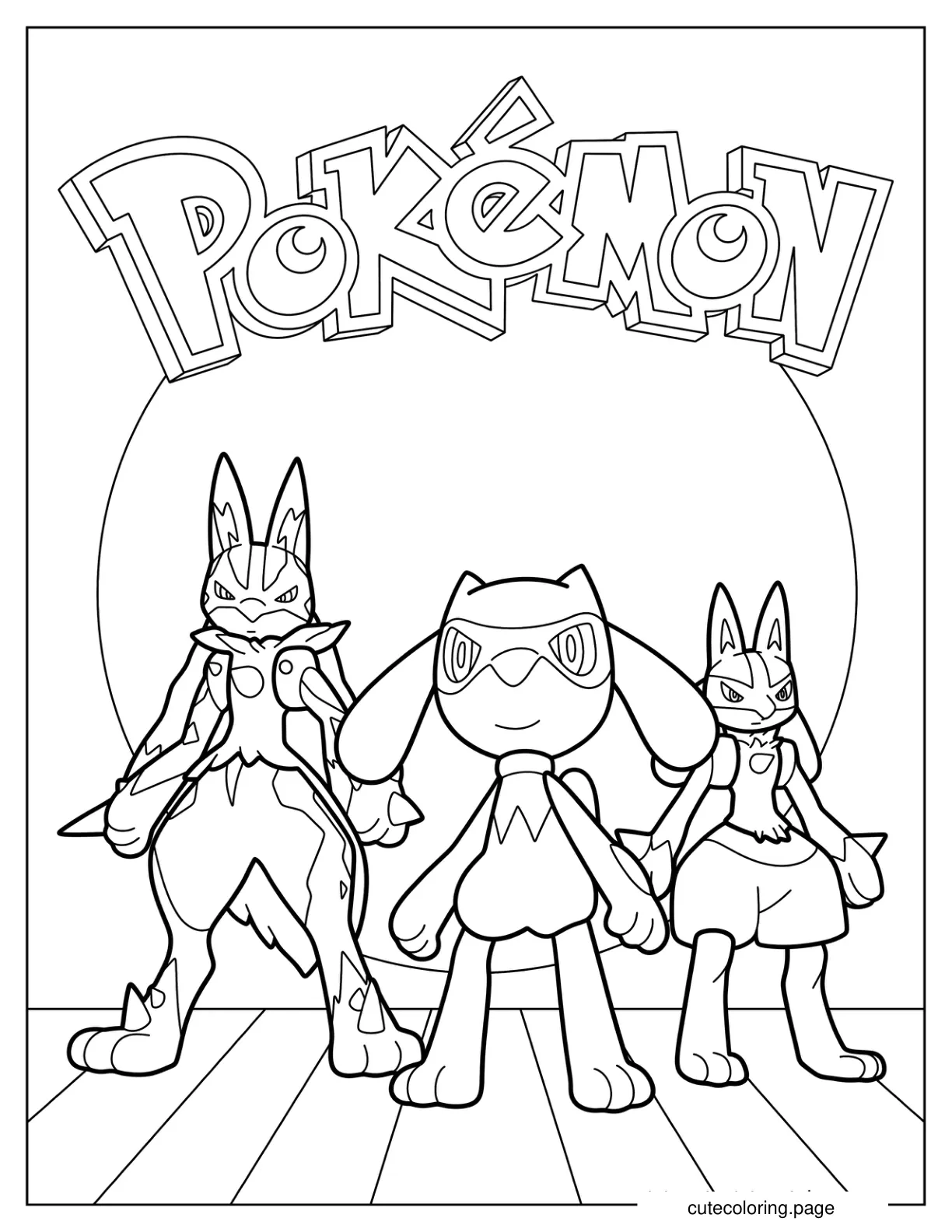 Riolu With Lucario And Mega Lucario Coloring Page coloring page