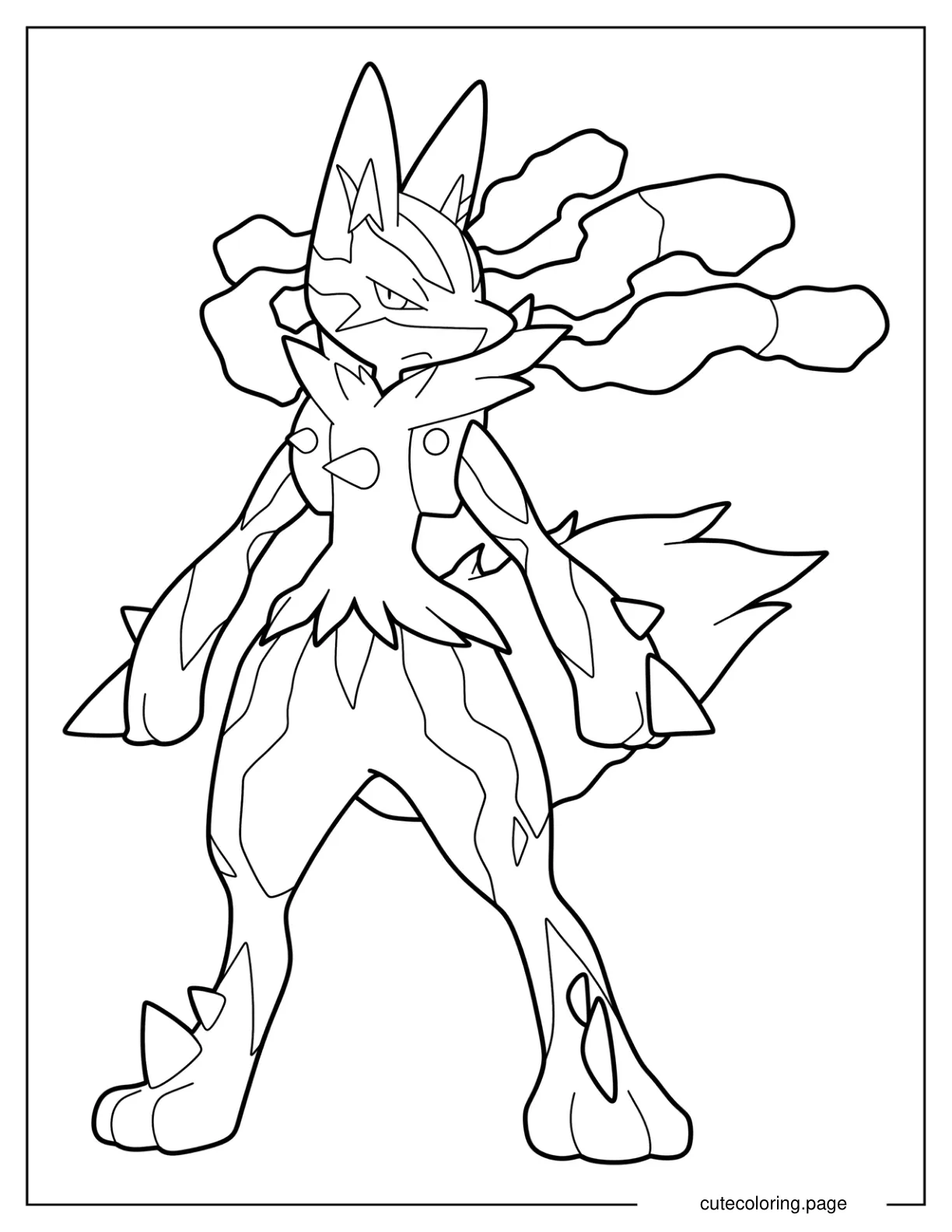 Simple Outline Of Mega Lucario Coloring Page coloring page