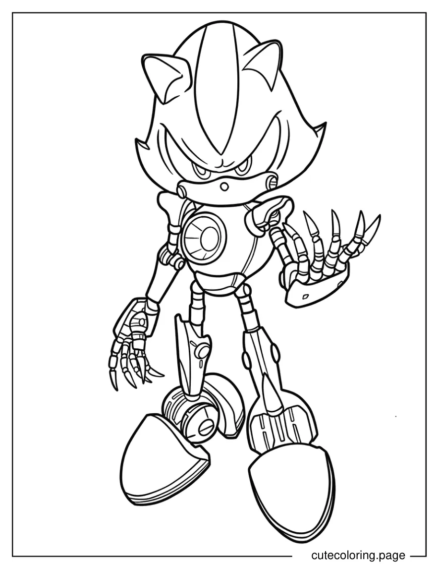 Detailed Metal Sonic Showing Off Claws Coloring Page coloring page