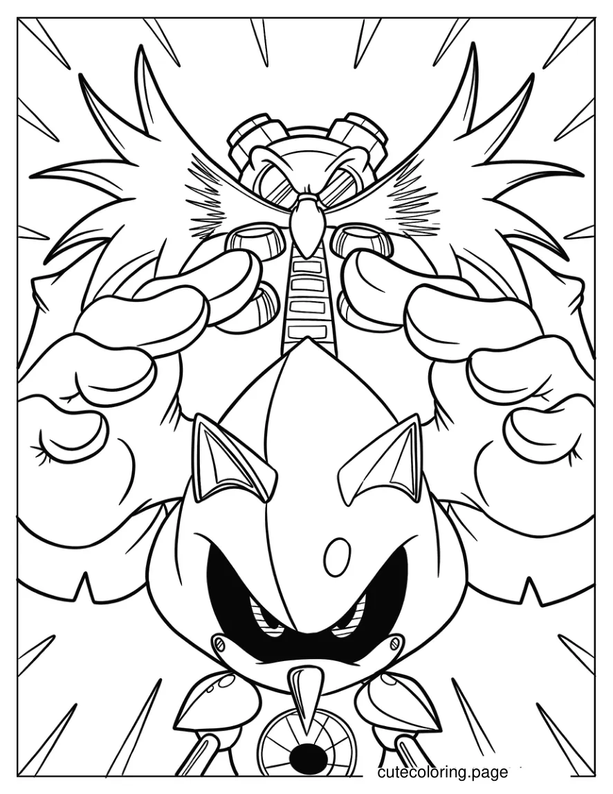 Doctor Eggman Controlling Metal Sonic coloring page