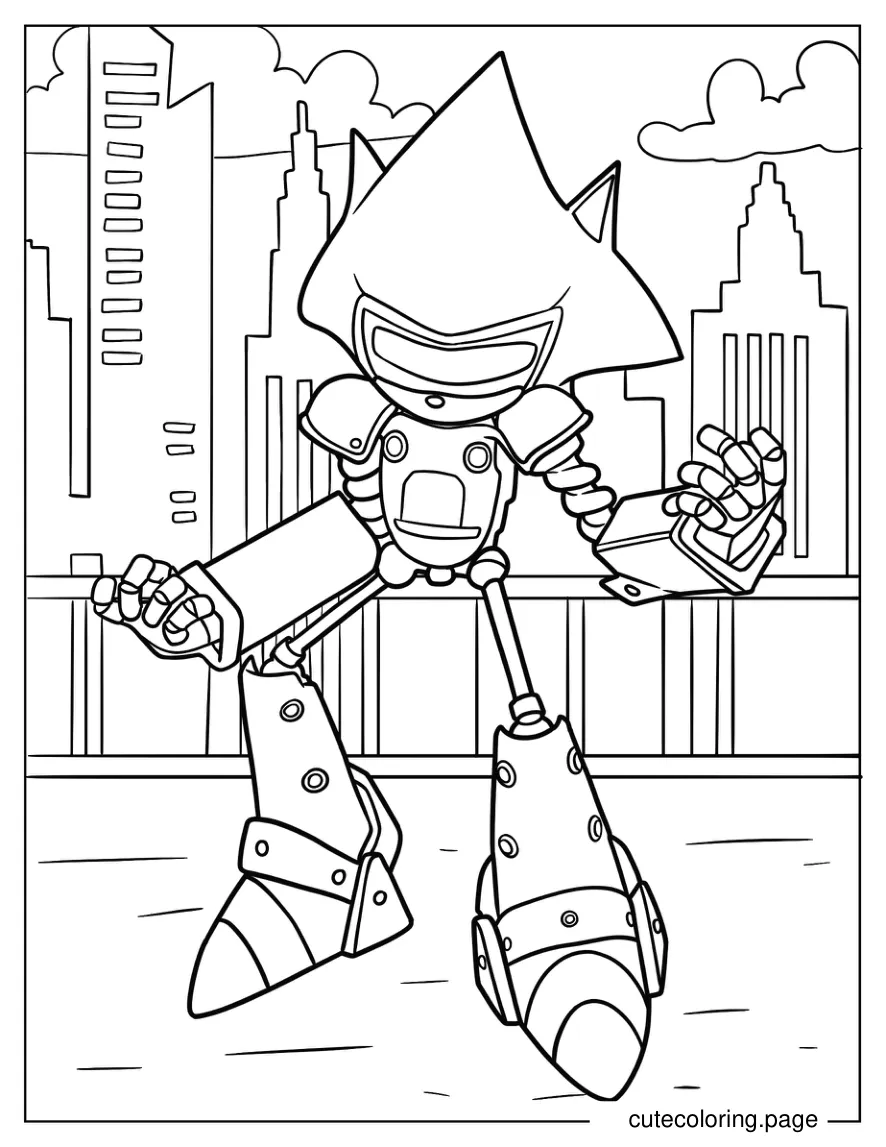 Mecha Sonic In The City Coloring Page coloring page