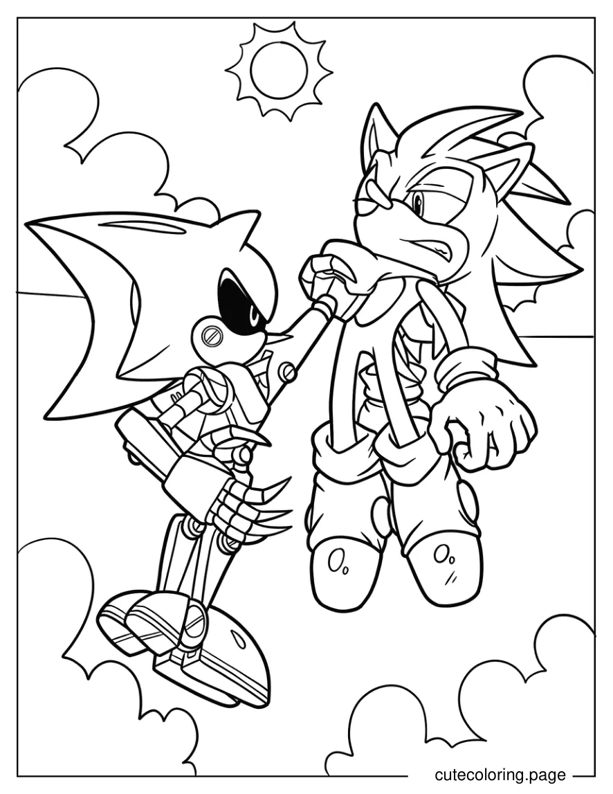 Metal Sonic Choking Sonic Coloring Page coloring page