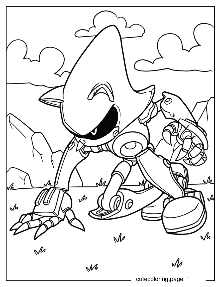 Metal Sonic Getting Ready To Run Coloring Sheet coloring page