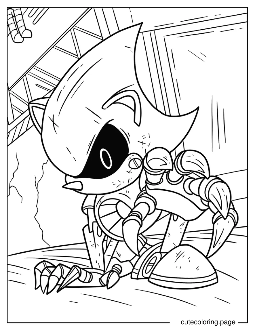 Metal Sonic Reaching Out With Claws Coloring Sheet coloring page